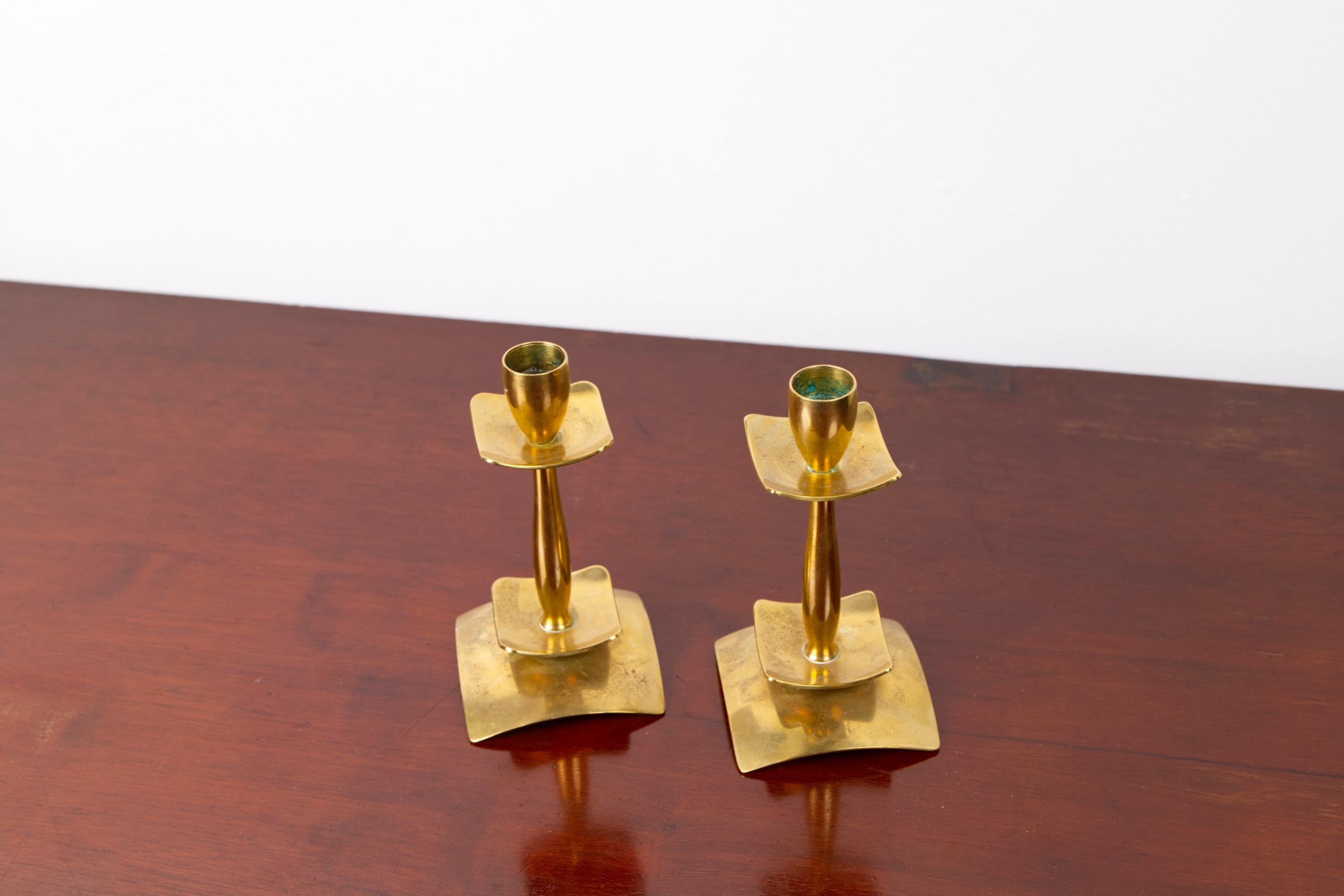 A pair of brass candle sticks by Dantorp Design, Denmark, 1960s en venta 2