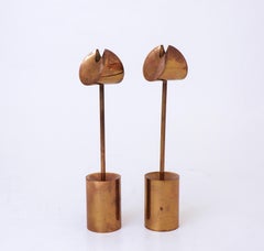 A pair of Brass Candlesticks - "Aniara" Pierre Forsell - Skultuna