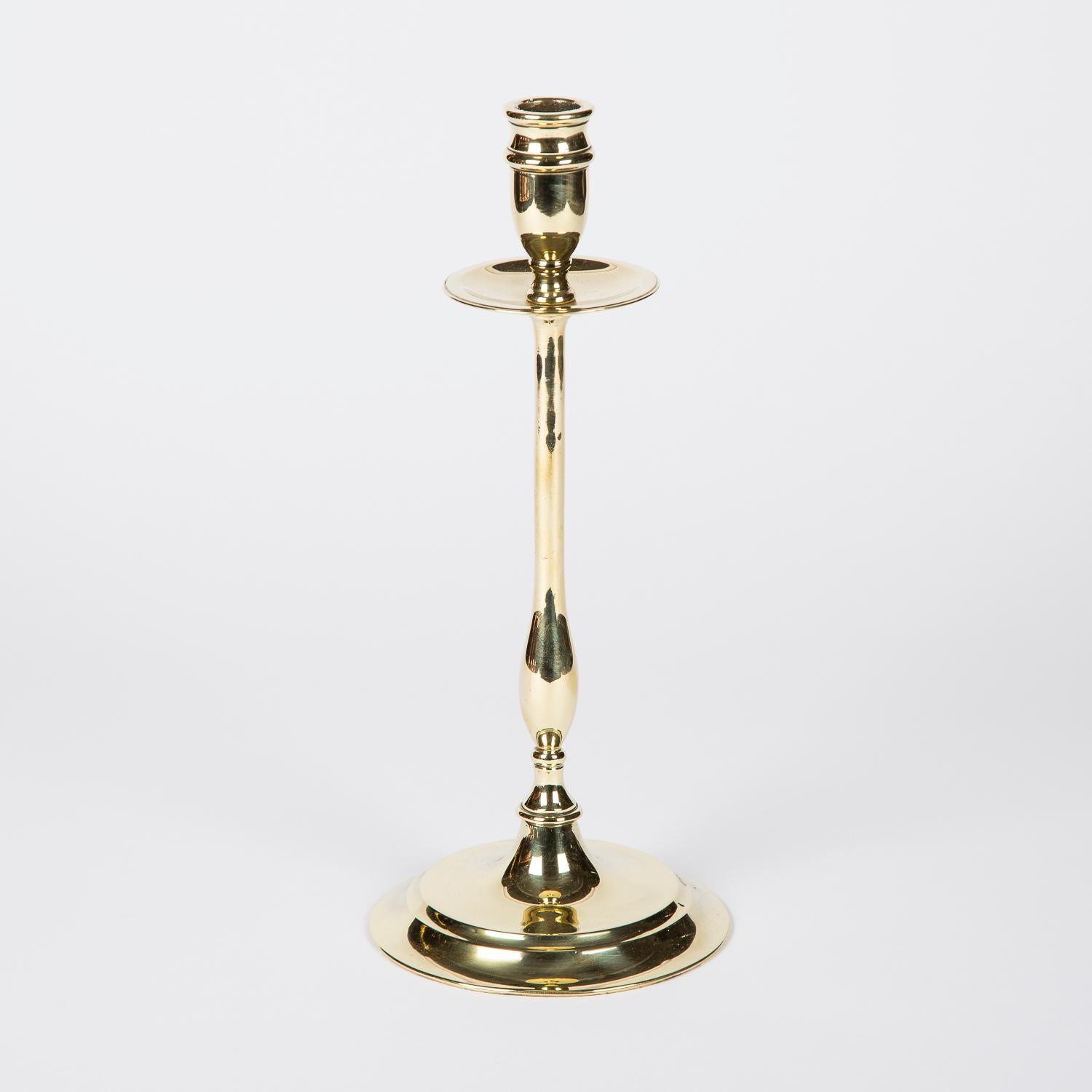 English Pair of Brass Candlesticks, circa 1900 For Sale