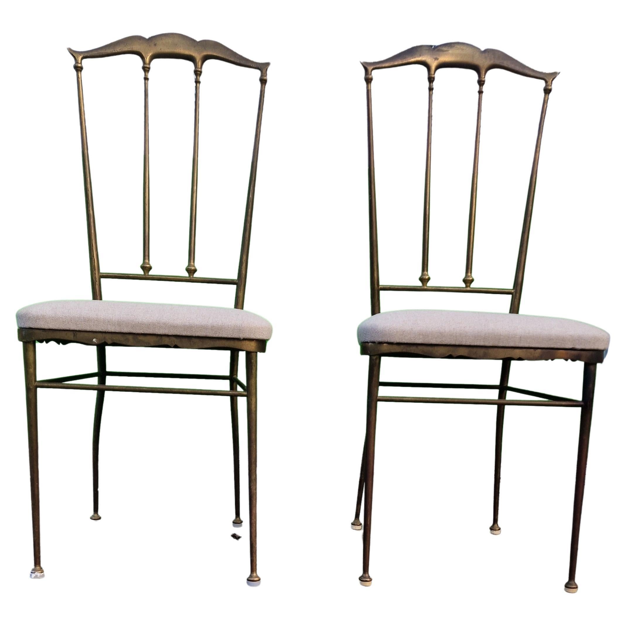 A. Pair of Brass chairs attr. to Maison Jansen 1950 For Sale