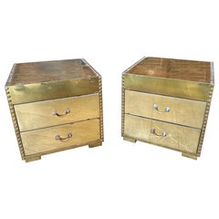 A Pair Of Brass Clad Bedside Cabinets By Sarreid LTD