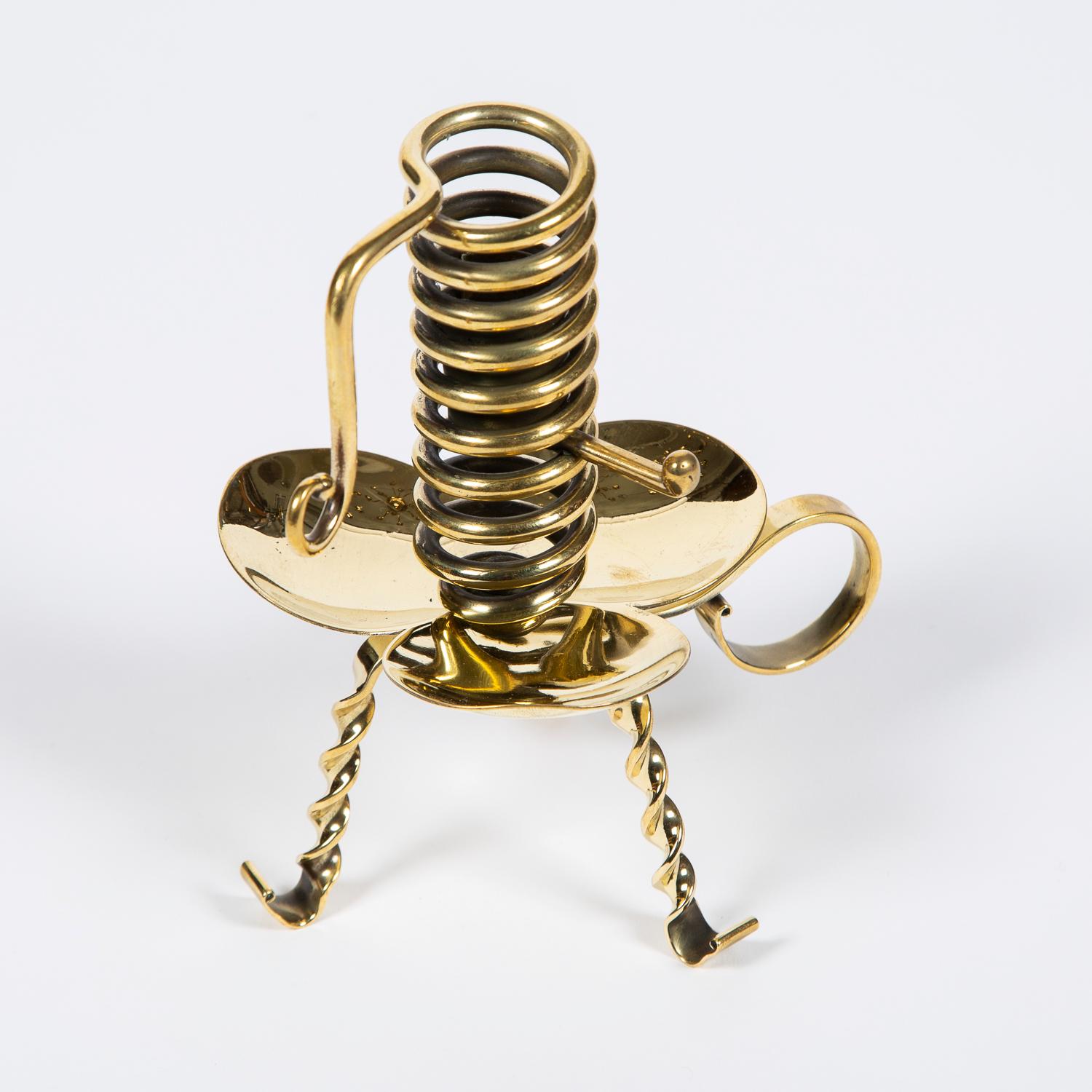 19th Century Pair of Brass Courting Candlestick