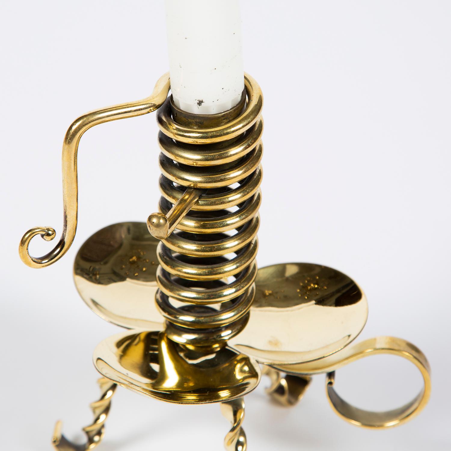 Pair of Brass Courting Candlestick 1