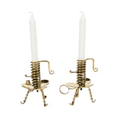 Pair of Brass Courting Candlestick