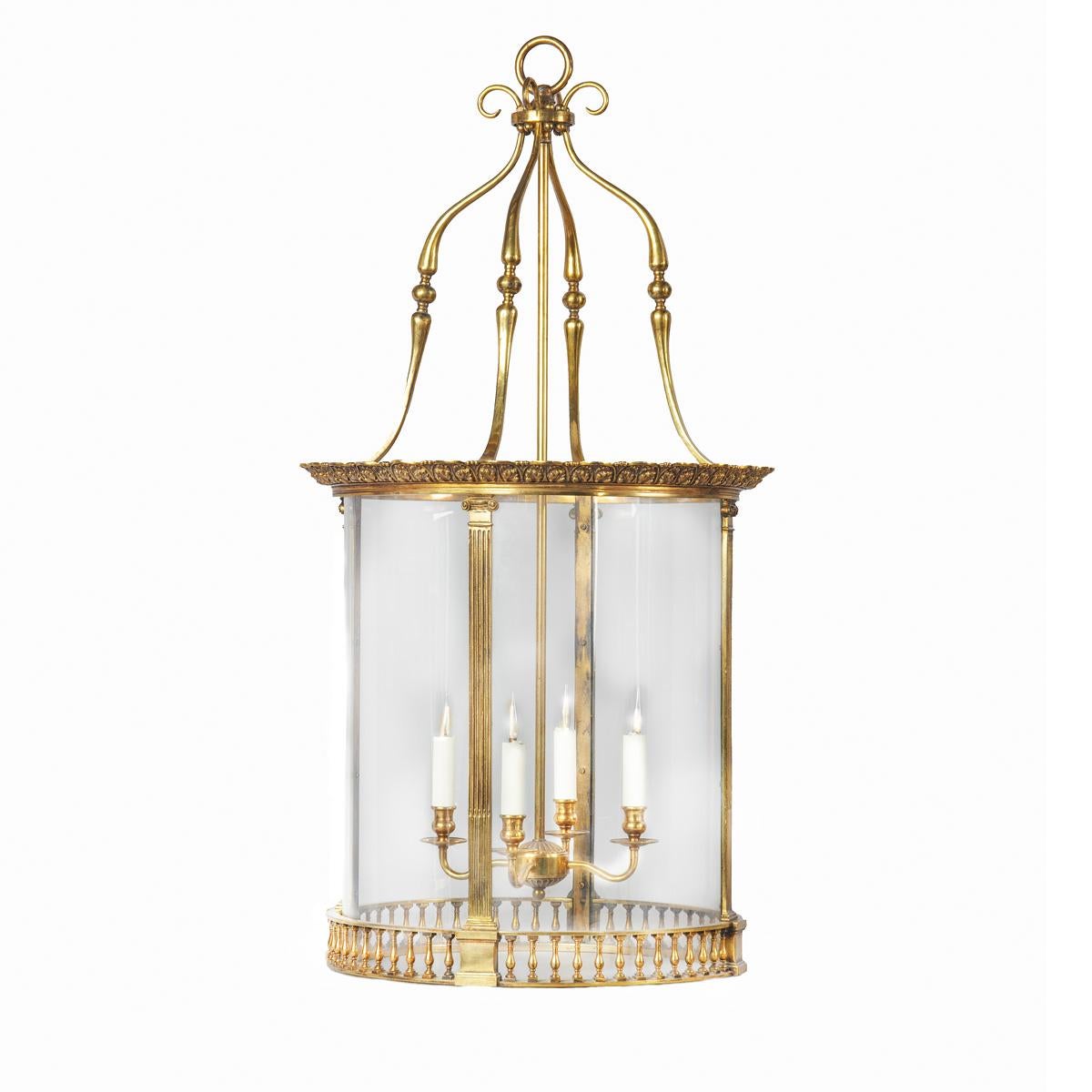 Brass A pair of brass drum lanterns in the style of Lutyens For Sale