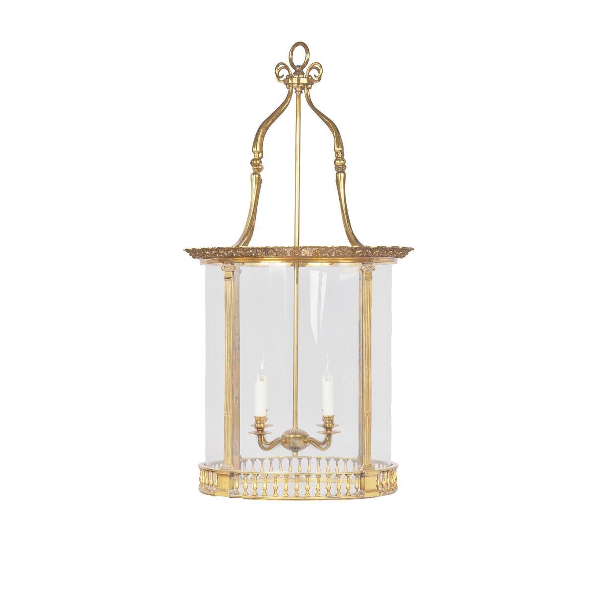 A pair of brass drum lanterns in the style of Lutyens For Sale 1