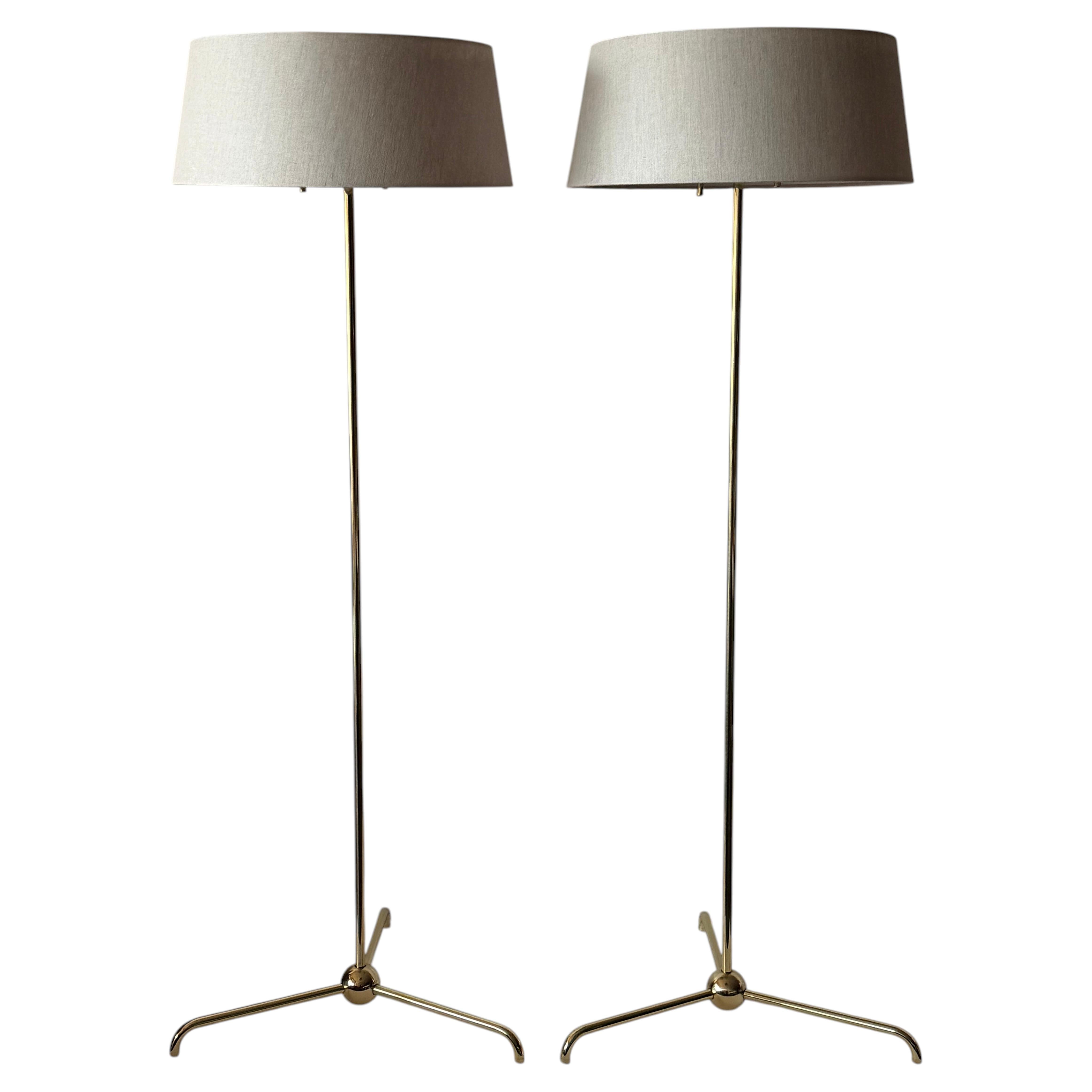 A Pair Of Brass Floor Lamps By T.H.Robsjohn-Gibbings Hansen Ca' 1950's