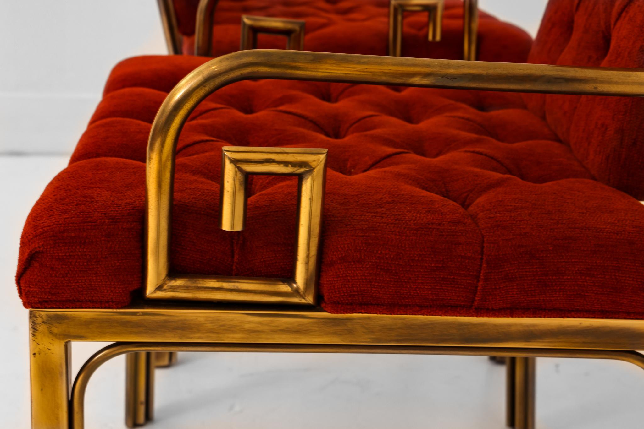 Paire de chaises en laiton à motif de clé grecque conçues par Bernhard Rohne pour Master Craft 1