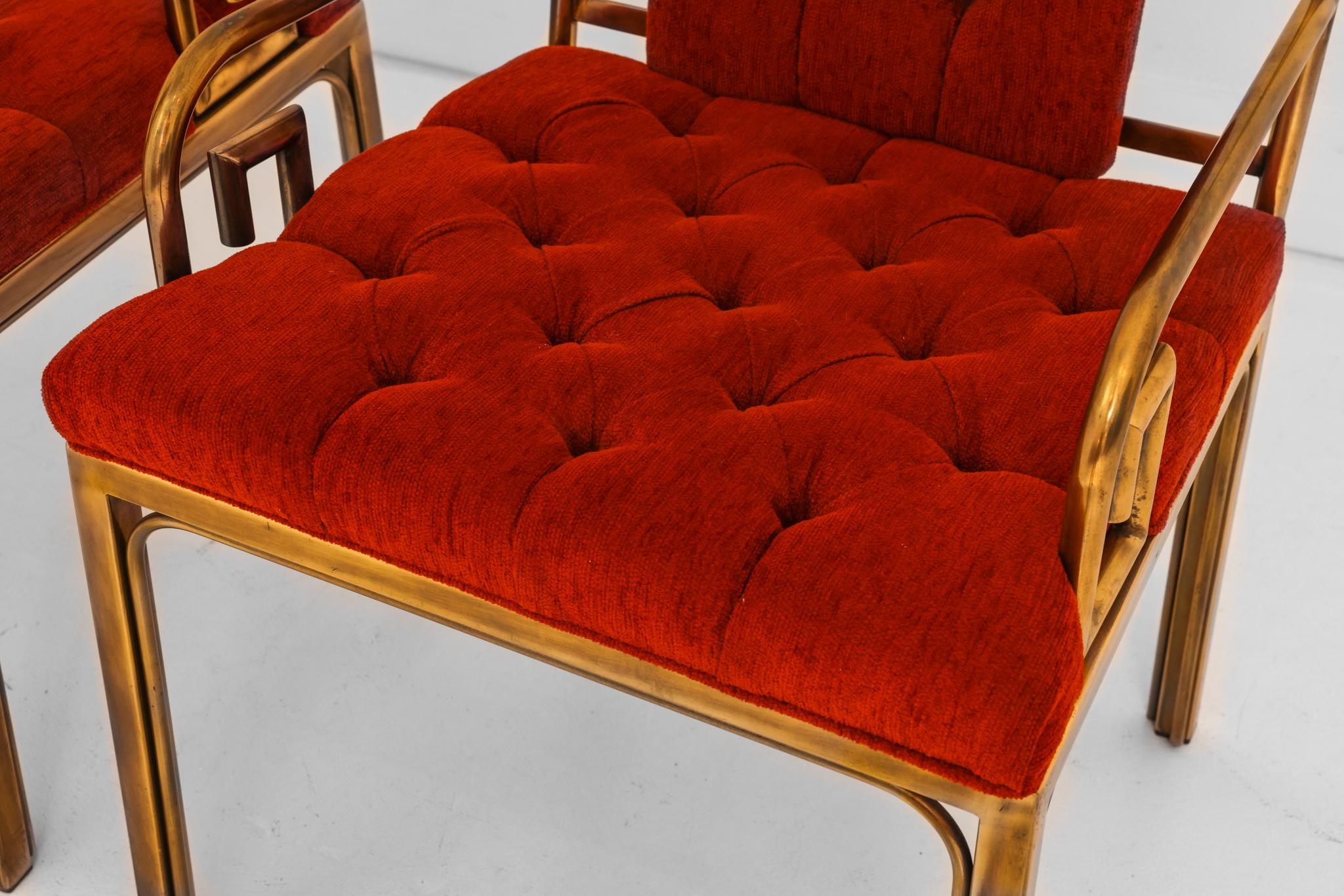 Américain Paire de chaises en laiton à motif de clé grecque conçues par Bernhard Rohne pour Master Craft