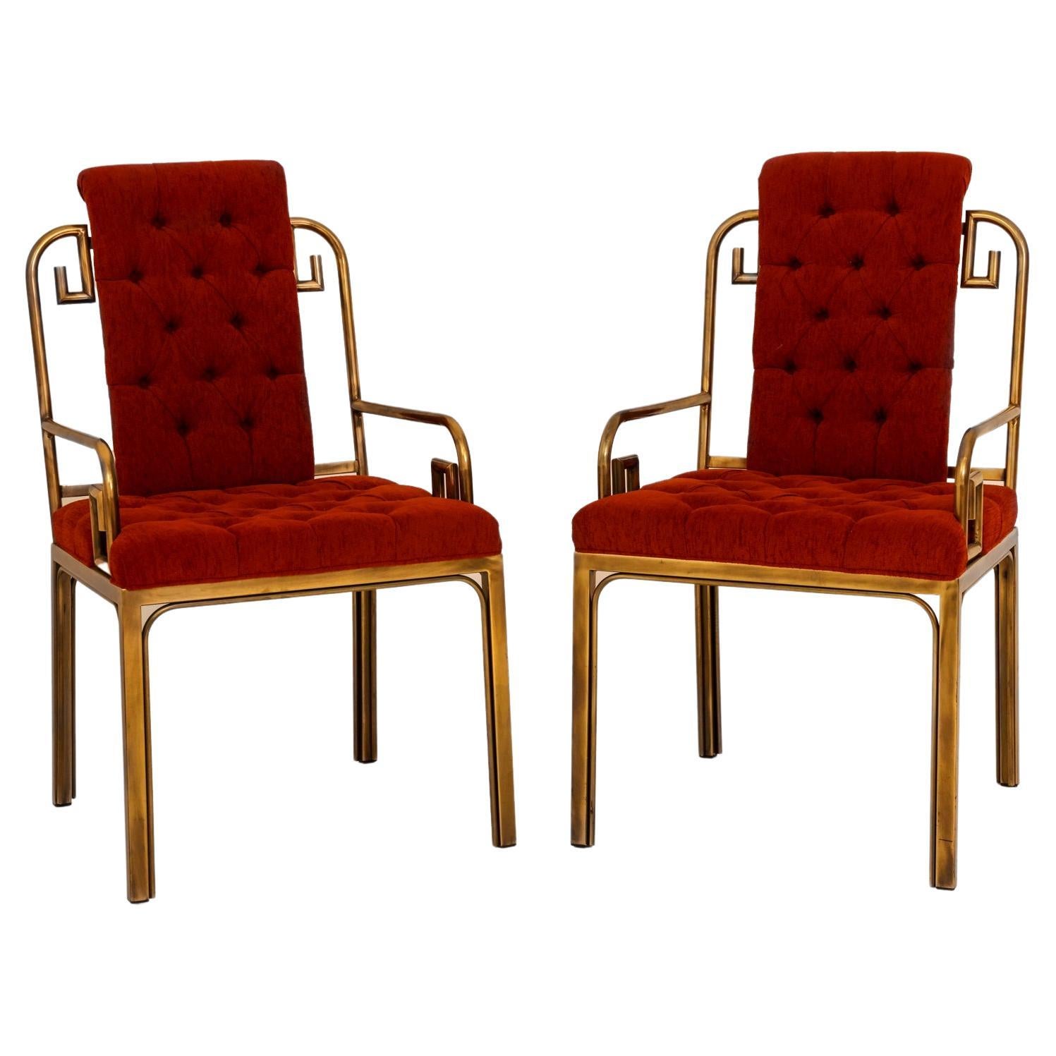 A Pair of Brass Greek Key Chairs Designed by Bernhard Rohne for Master Craft For Sale