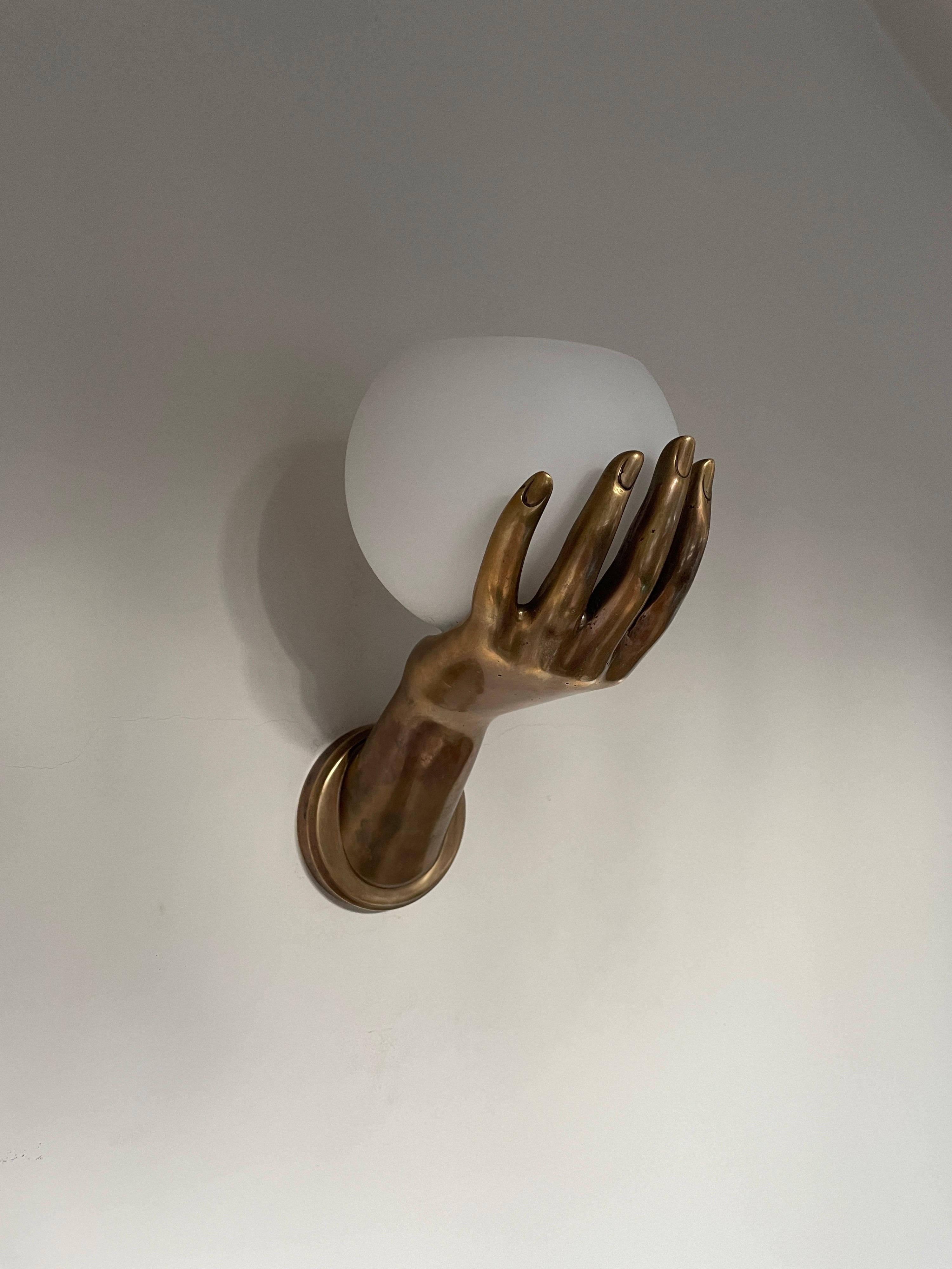 Pair of Brass Hand Wall Lights 1