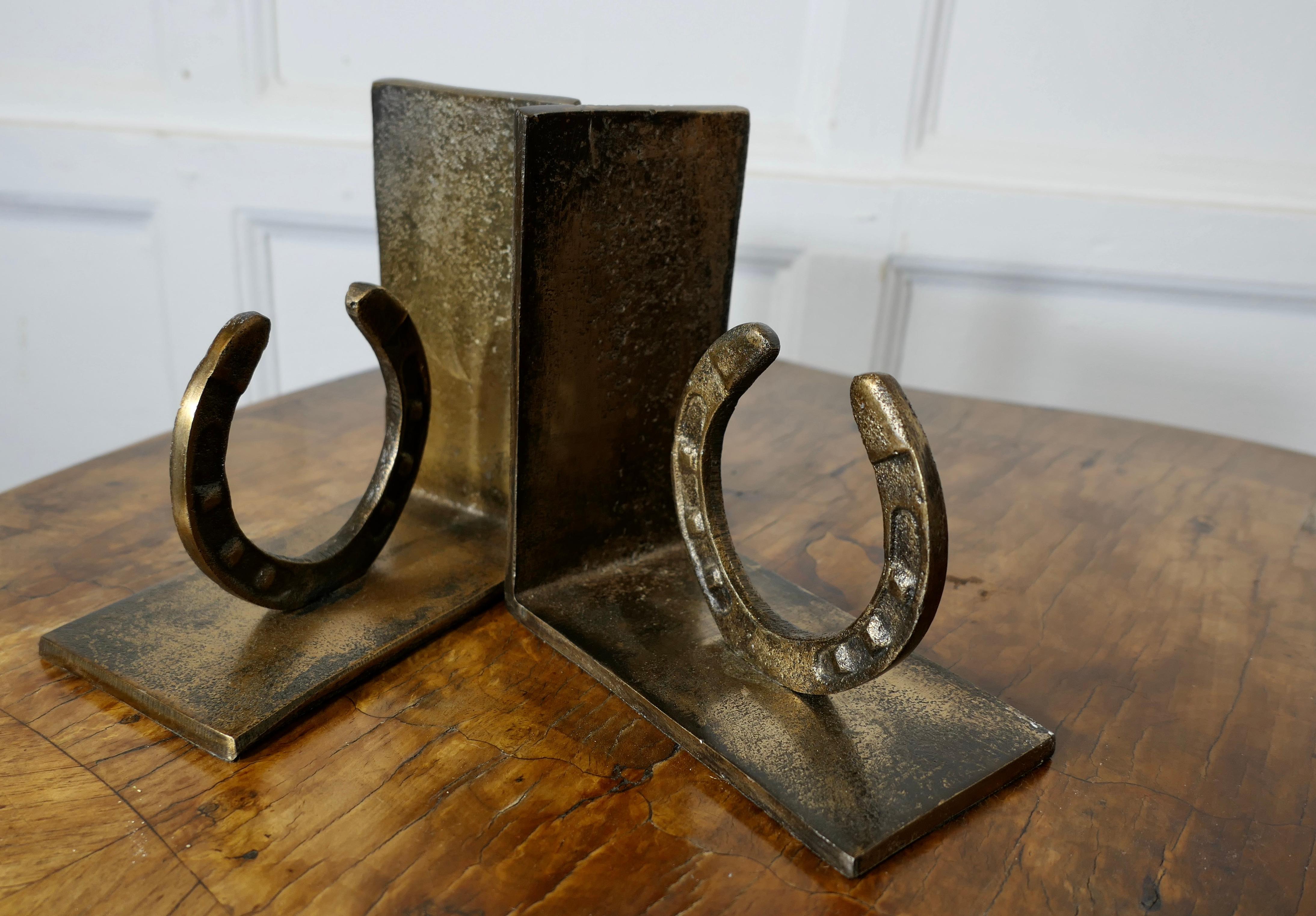 Mid-20th Century A Pair of Brass Horse Shoes Bookends    A very attractive set