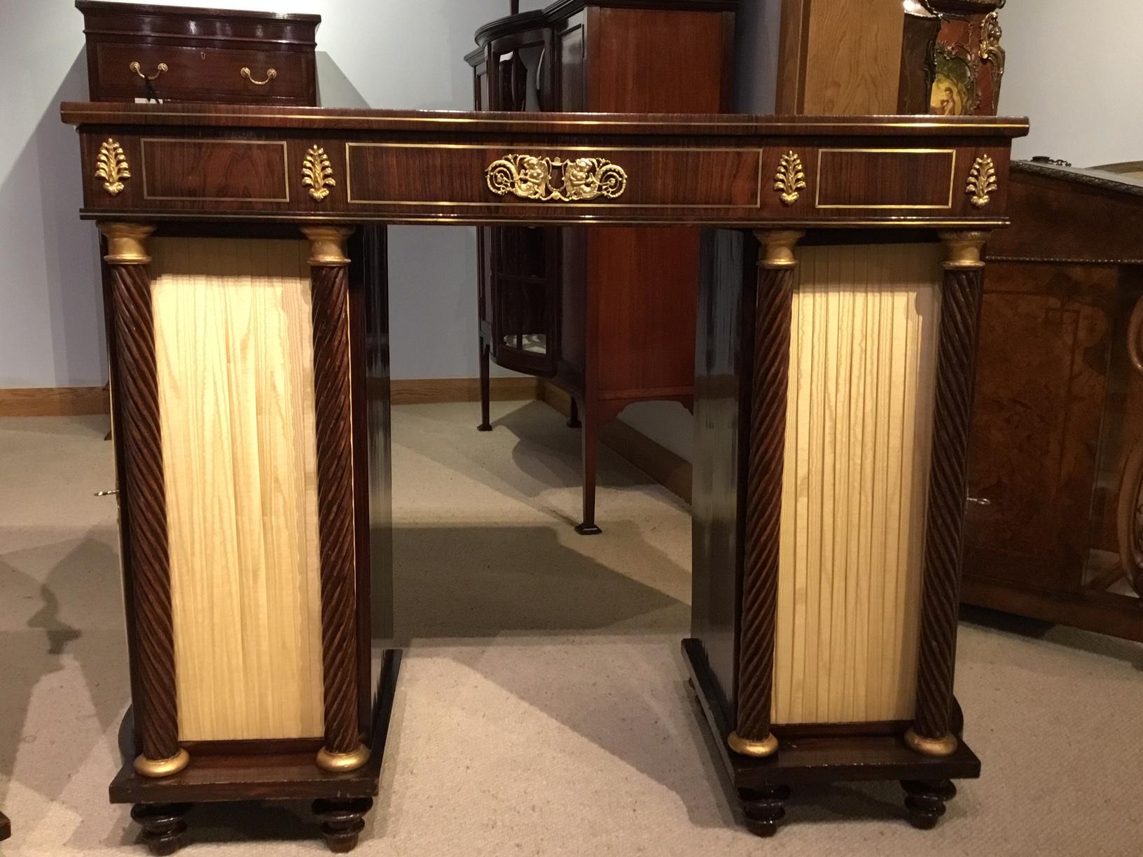 Pair of Brass Inlaid Regency Period Antique Side Cabinets 2