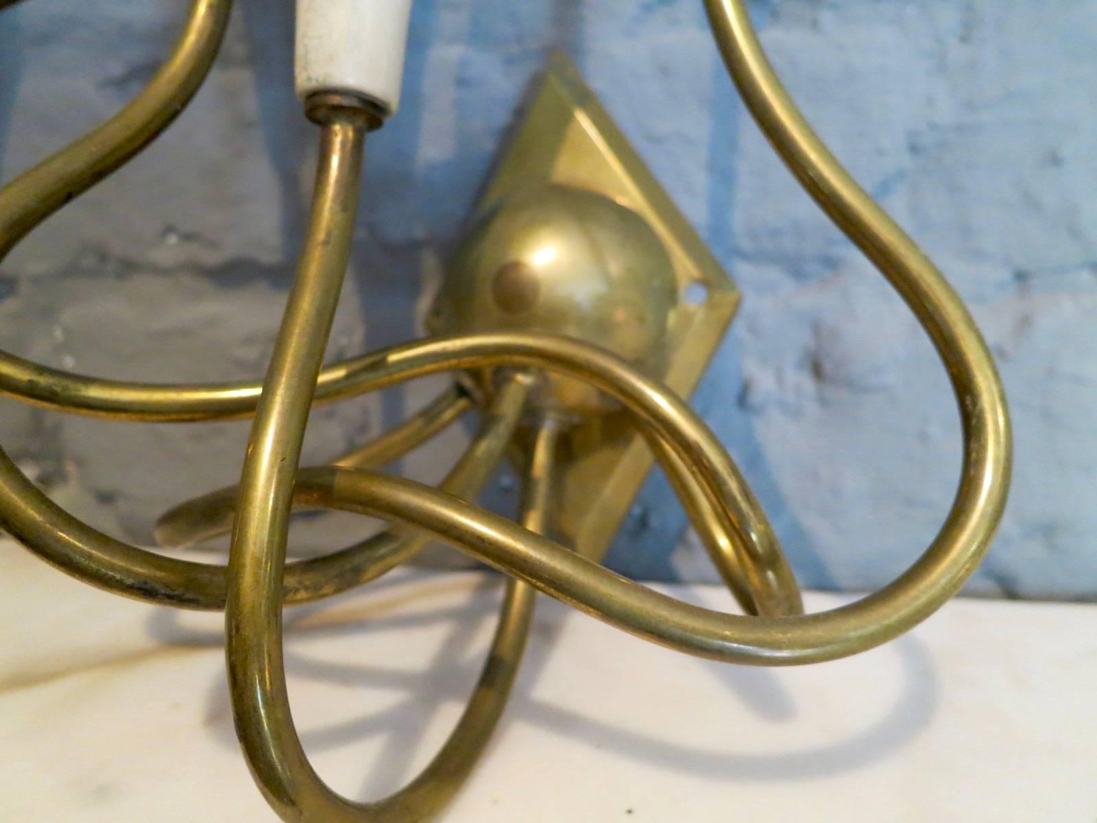 Pair of Brass Italian Midcentury Wall Lights In Good Condition In London, GB