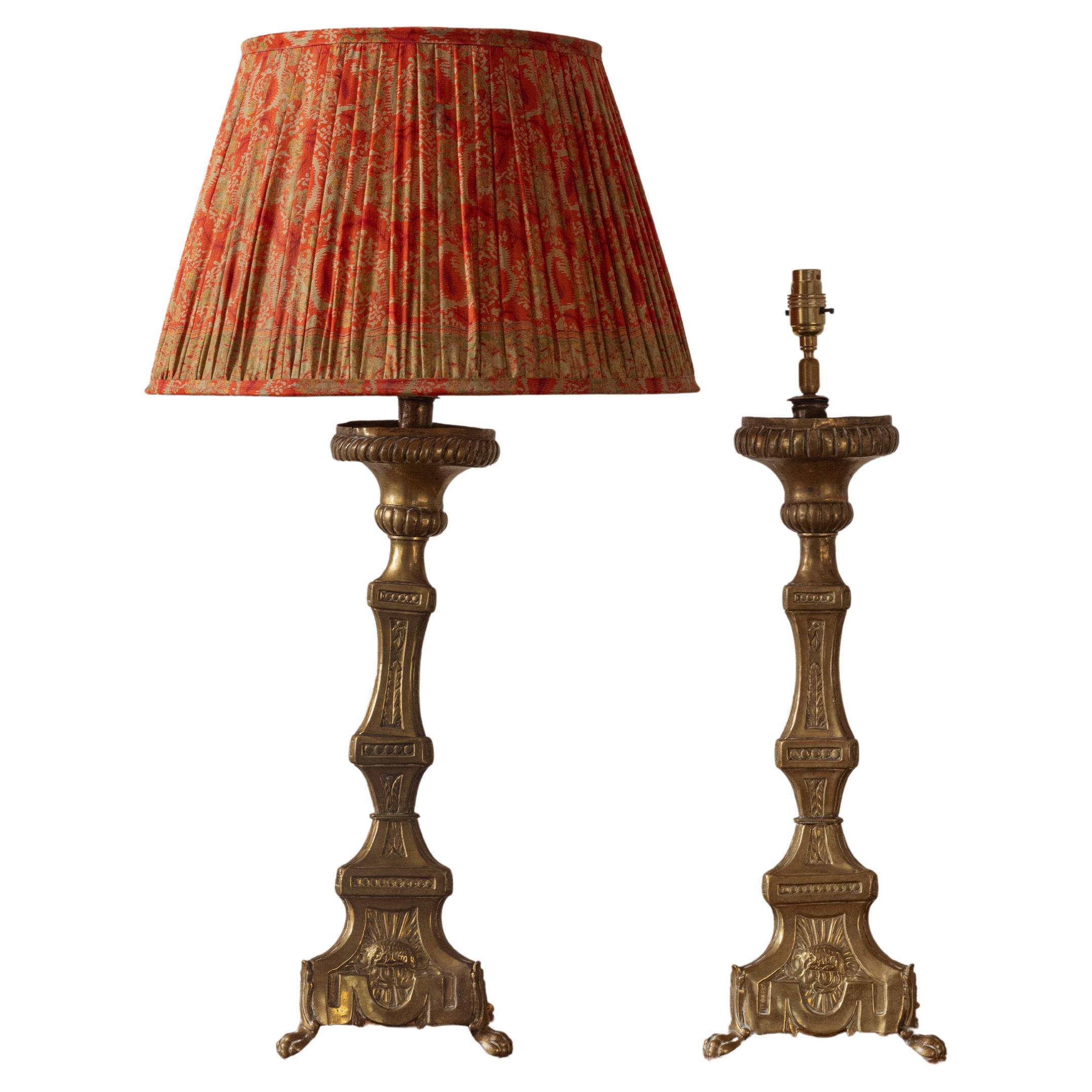 A Pair of Brass Lamps