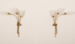 A Pair of Brass Opaline Glass Sconce Wall Lamp by Rupert Nikoll
