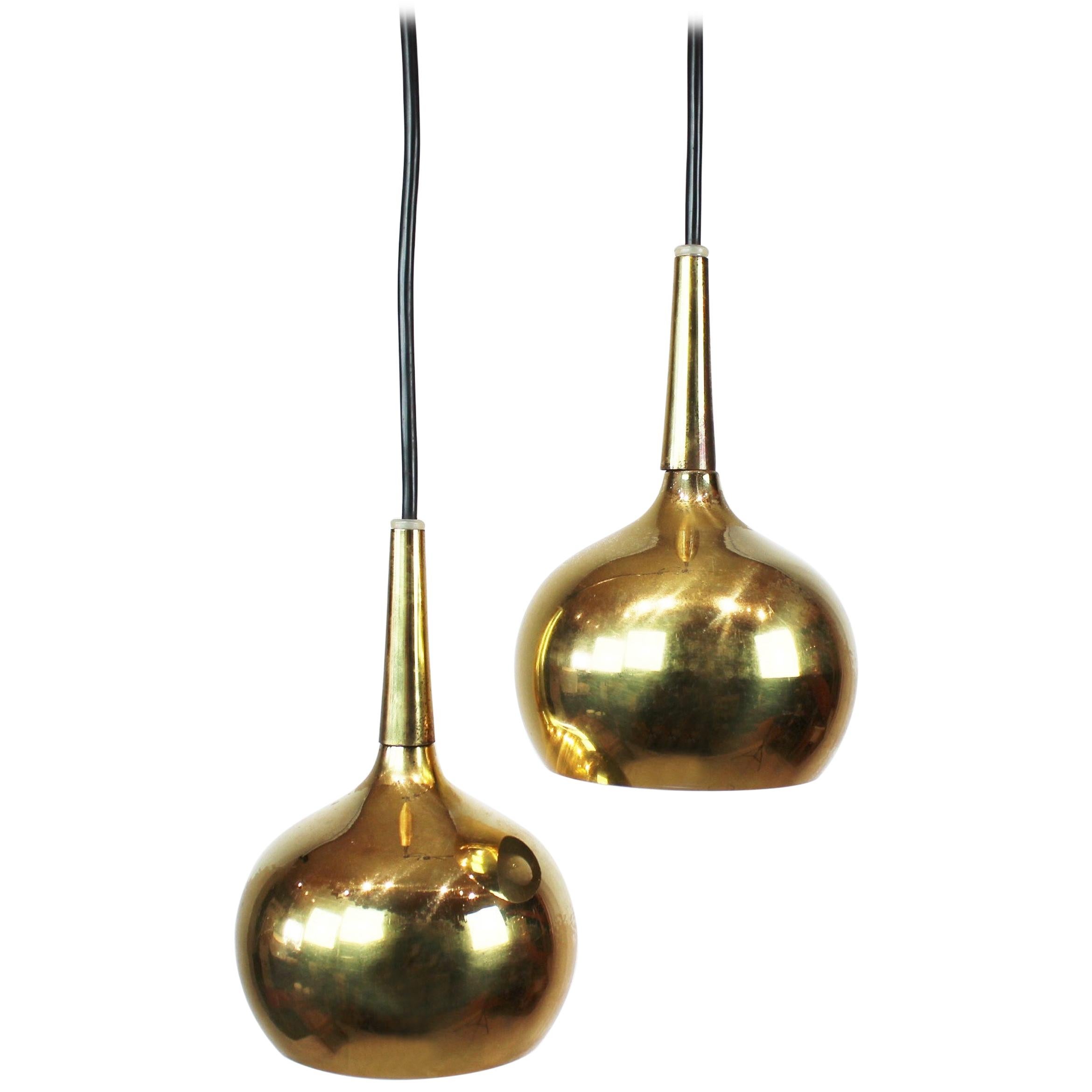 Pair of Brass Pendants of Danish Design from the 1960s