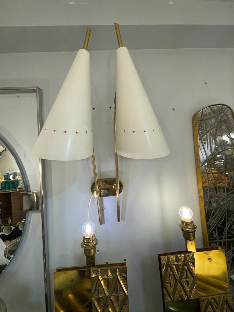 Late 20th Century Pair of Brass Sconces in Brass, Italy, 1970s For Sale