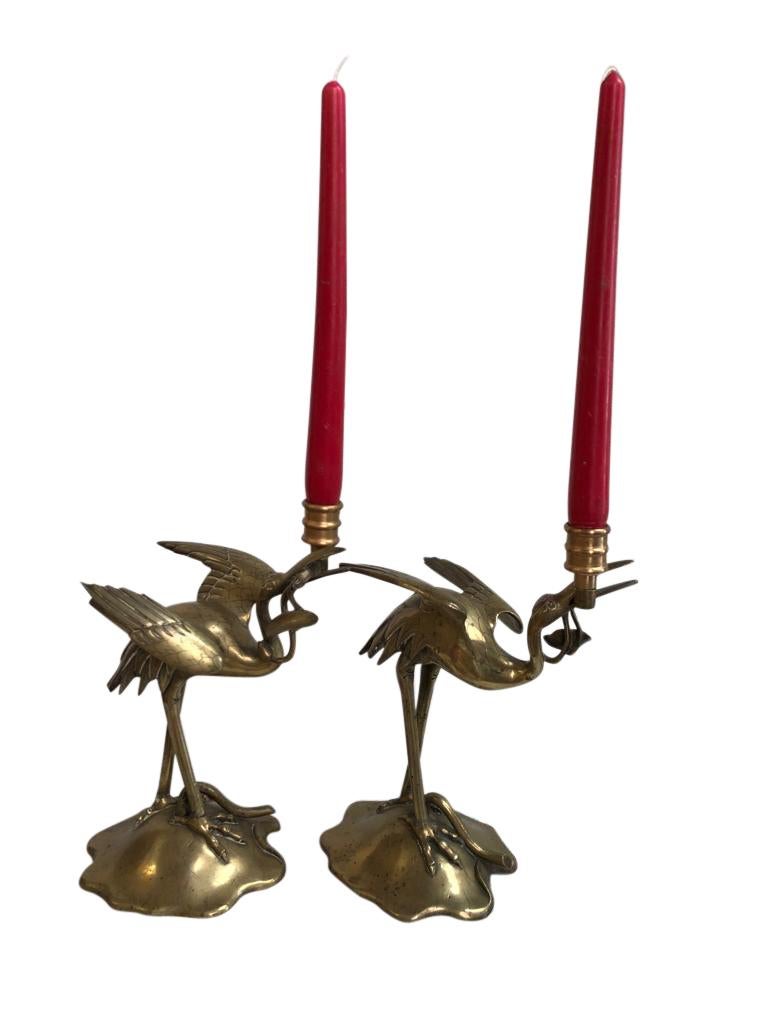 European Pair of Brass Stalk Candelabras, 19th Century For Sale
