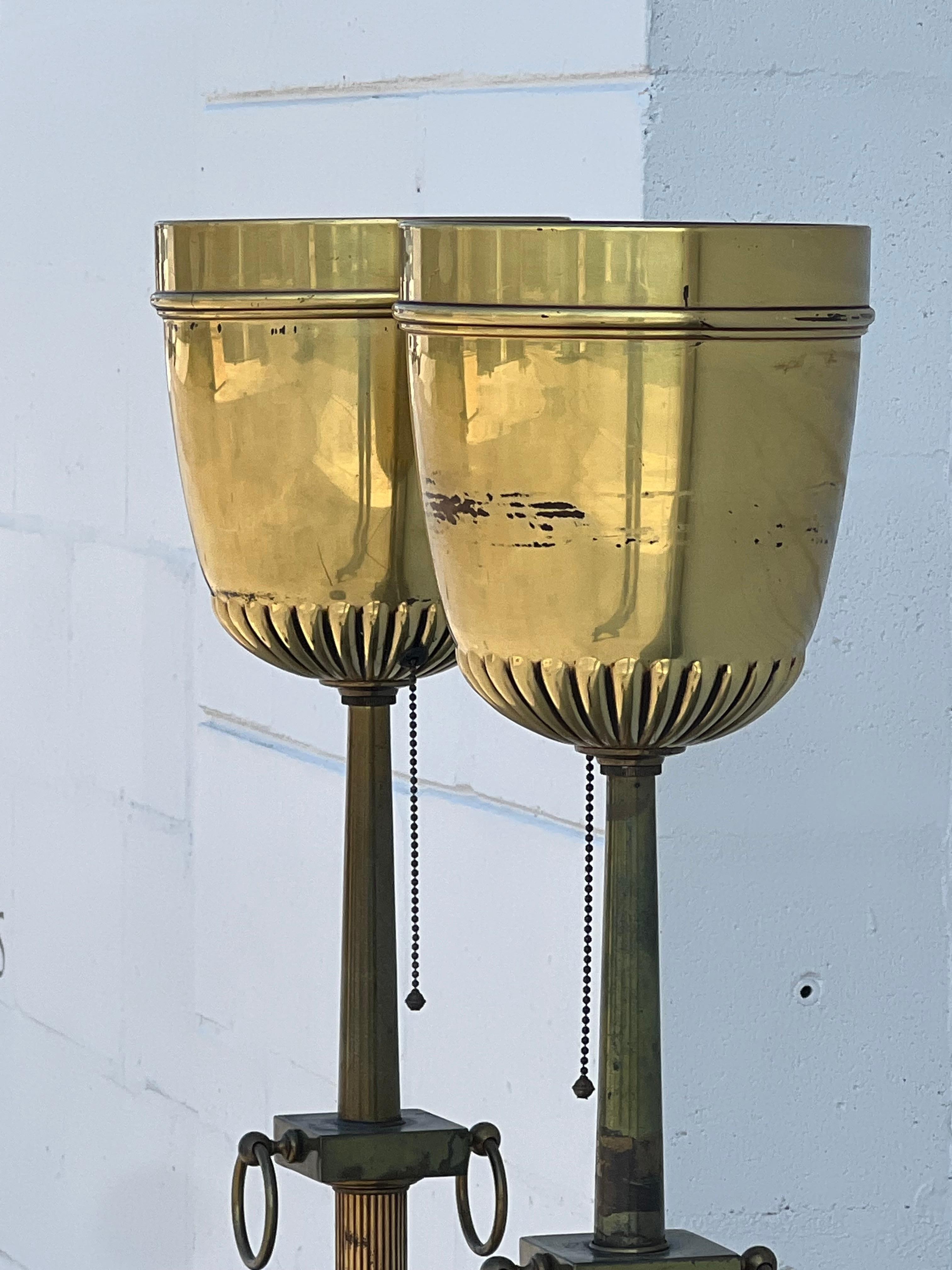 A Pair of Brass Torcheres Ca' 1950's For Sale 3