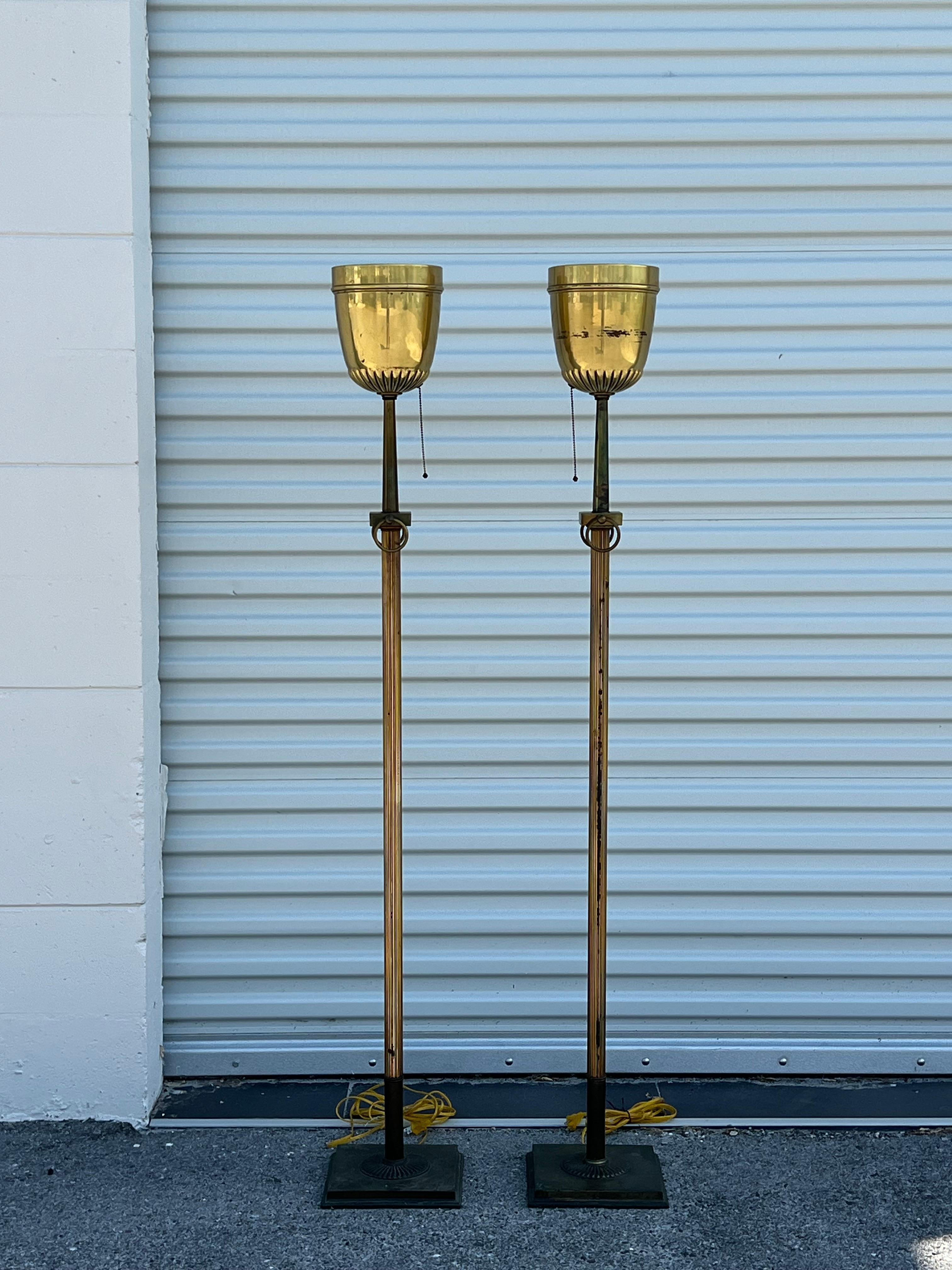 A Pair of Brass Torcheres Ca' 1950's For Sale 5