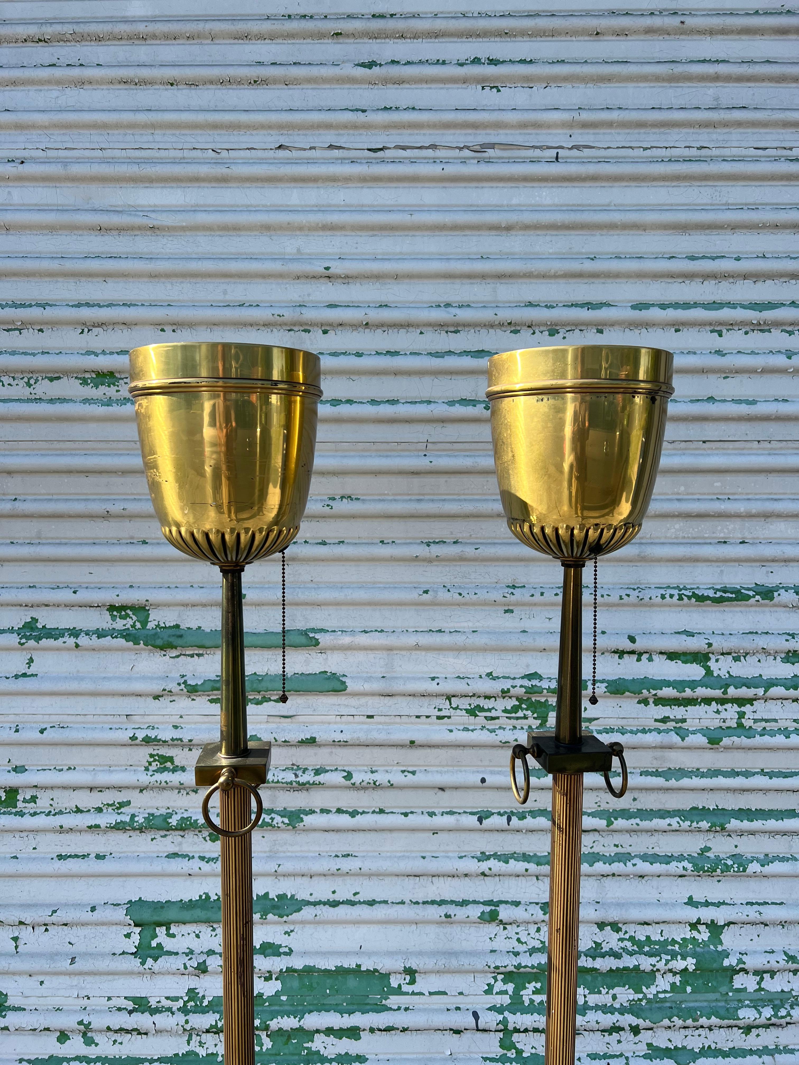 A Pair of Brass Torcheres Ca' 1950's For Sale 6