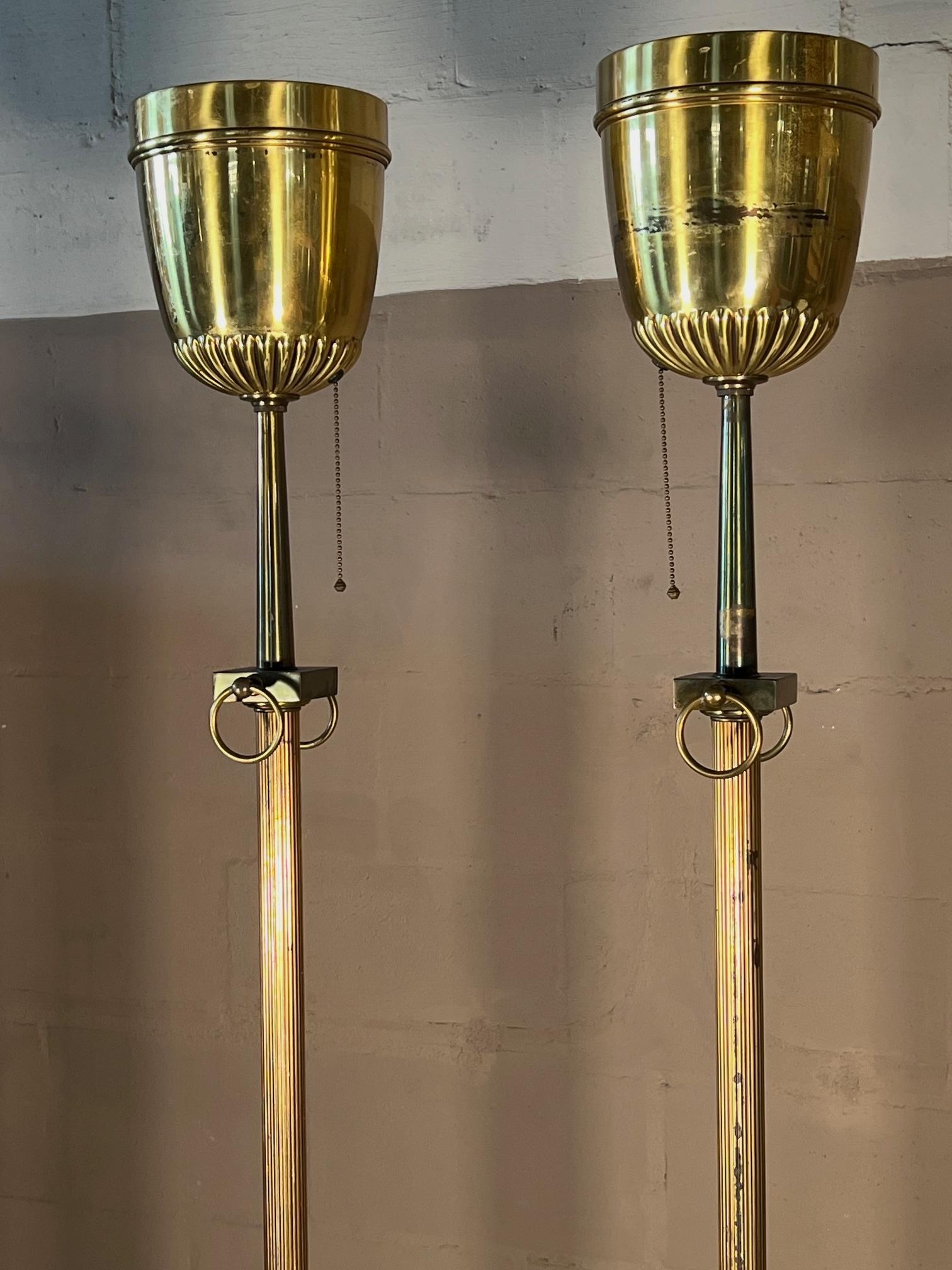 Modern A Pair of Brass Torcheres Ca' 1950's For Sale