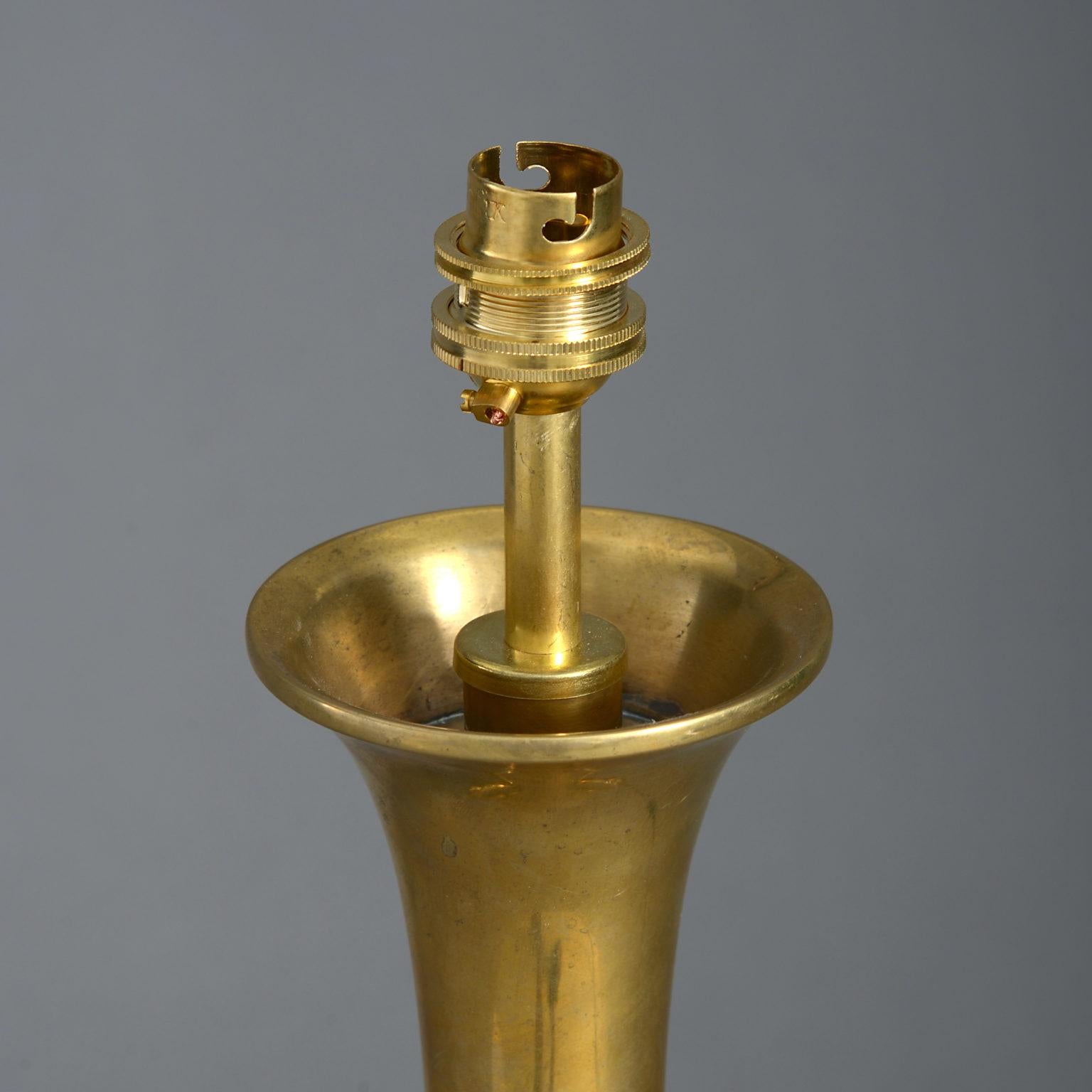 Art Nouveau Pair of Brass Vase Table Lamps