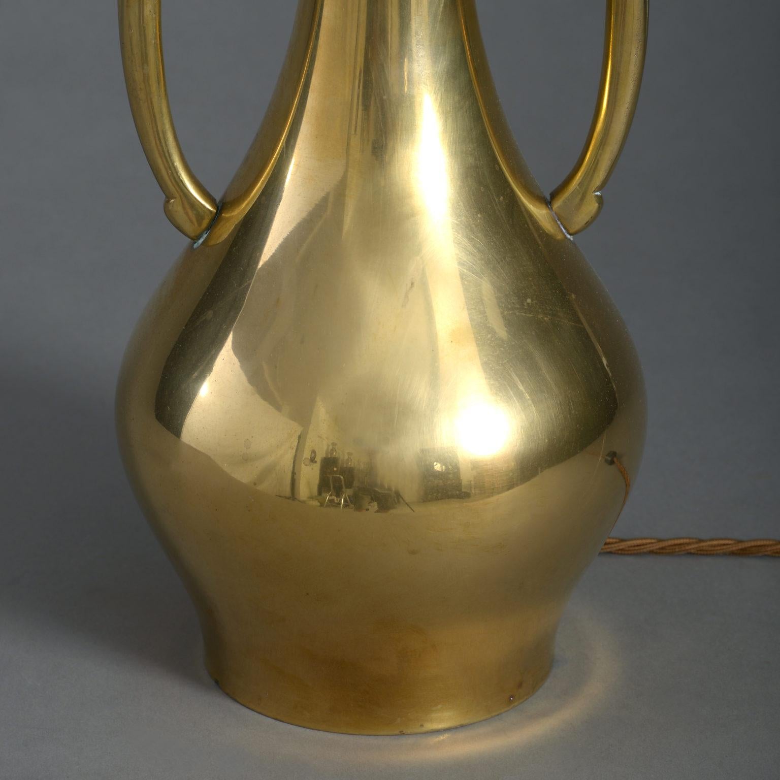 Polished Pair of Brass Vase Table Lamps