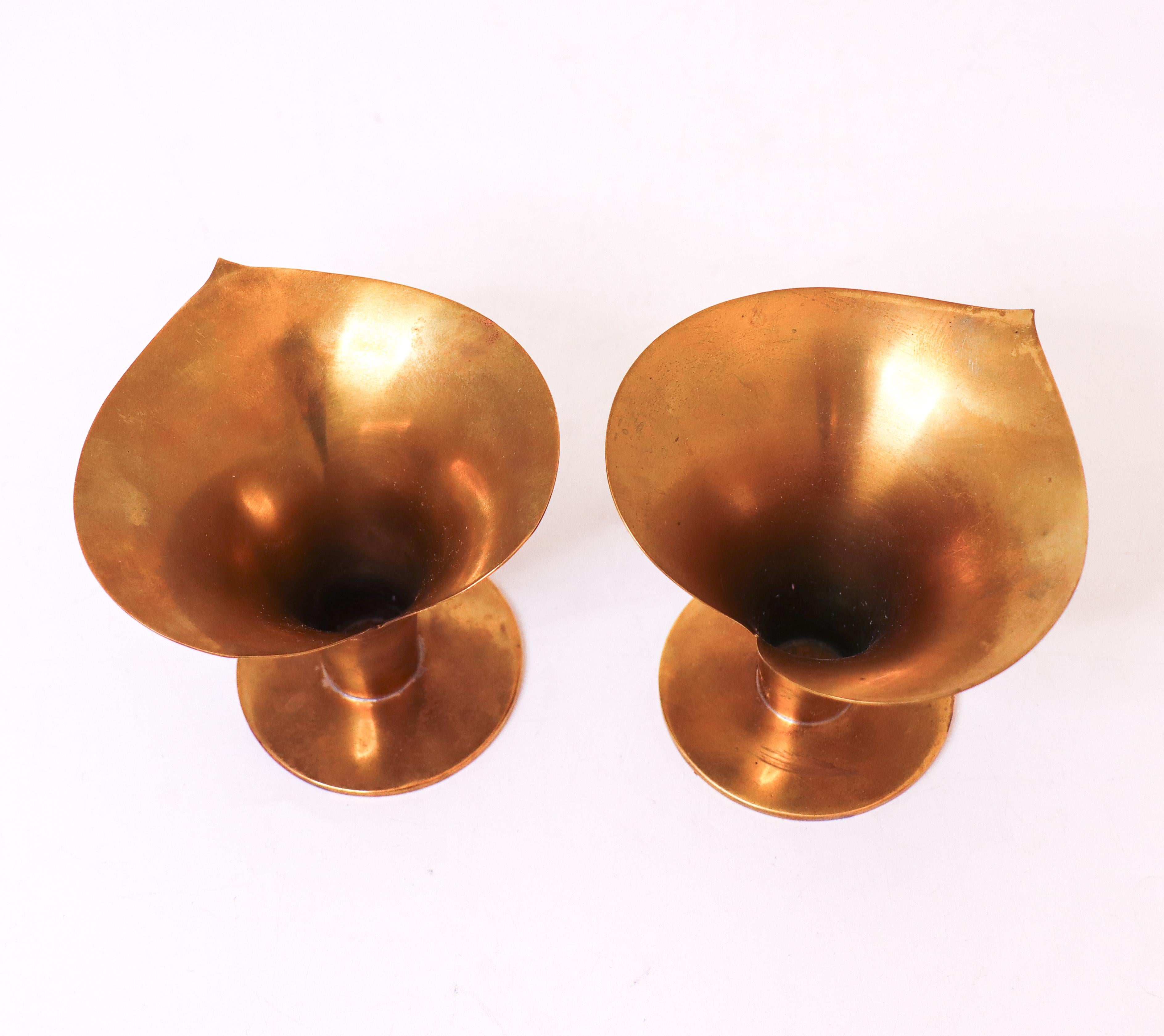 Coppia di vasi / candelieri in ottone - Carl-Einar Borgström Ystad-Metall - anni '30 In condizioni ottime in vendita a Stockholm, SE