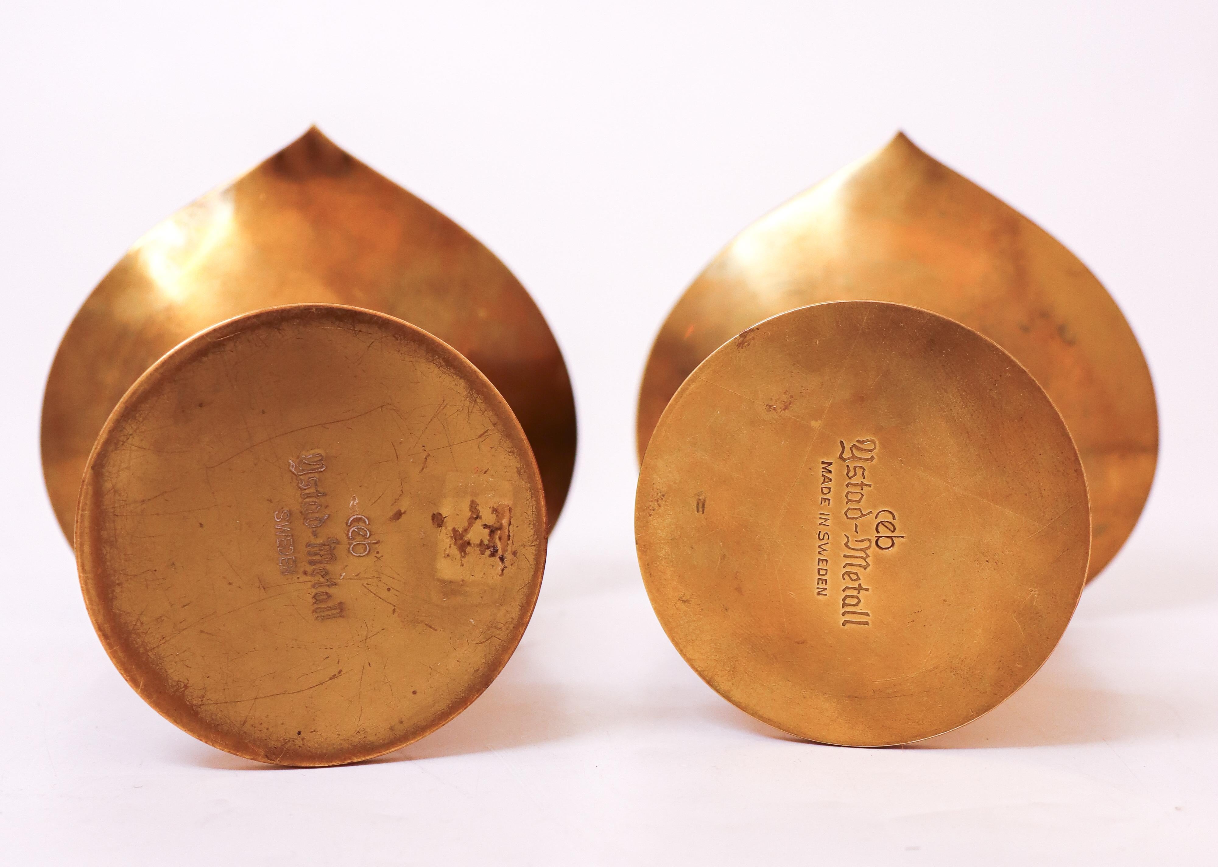 Metà XX secolo Coppia di vasi / candelieri in ottone - Carl-Einar Borgström Ystad-Metall - anni '30 in vendita