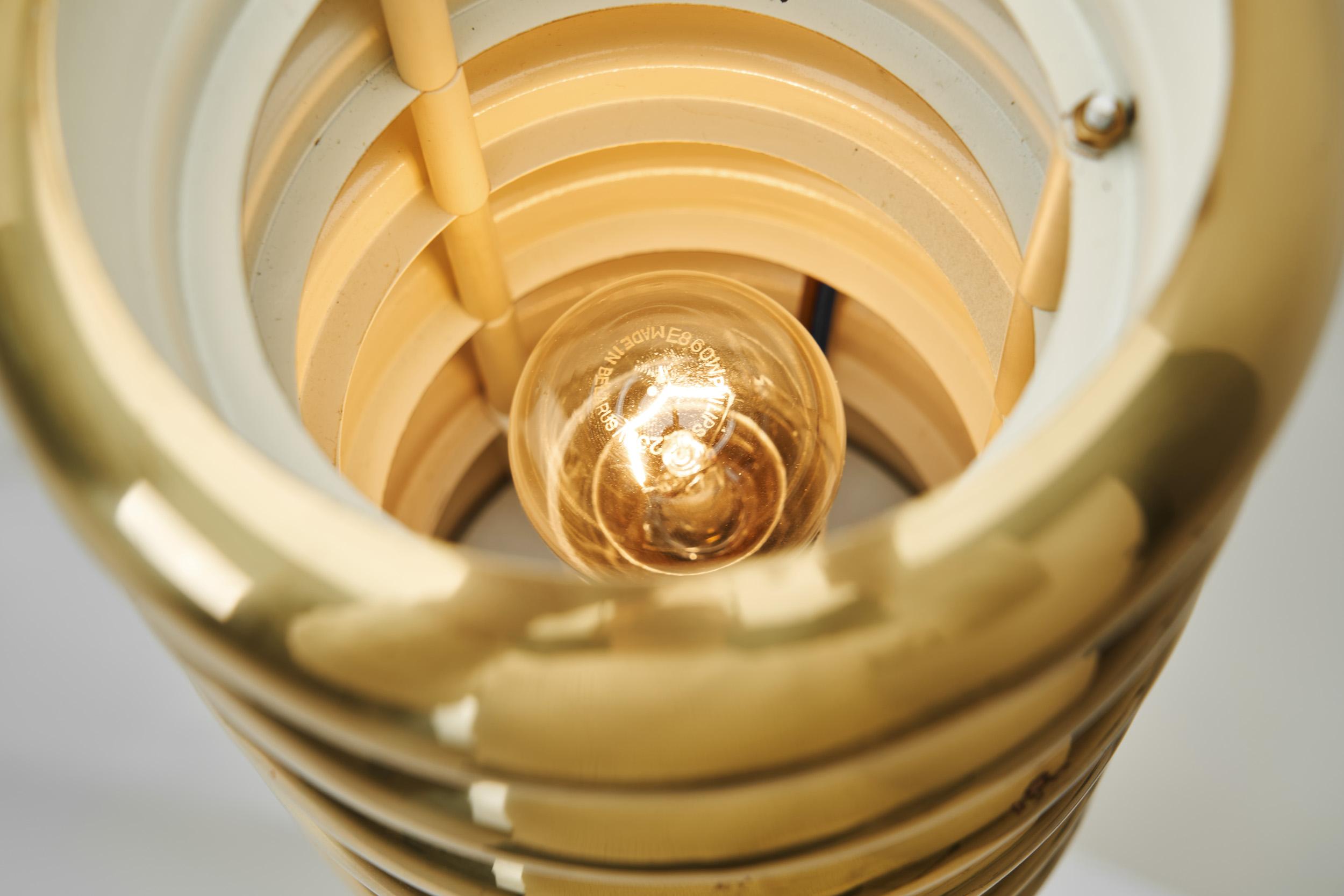 A Pair of Brass Wall Lamps by Kai Ruokonen for Lynx Ltd, Finland 1970s 5