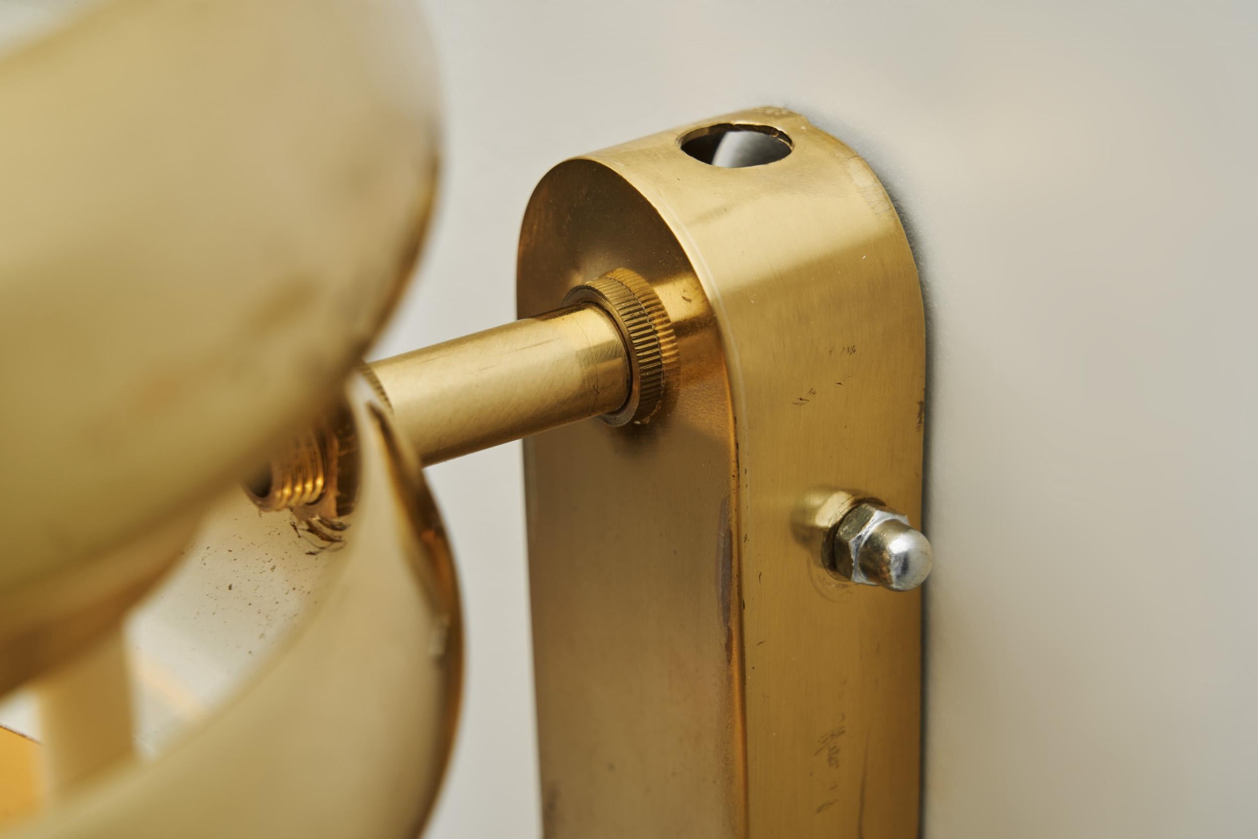 A Pair of Brass Wall Lamps by Kai Ruokonen for Lynx Ltd, Finland 1970s 8