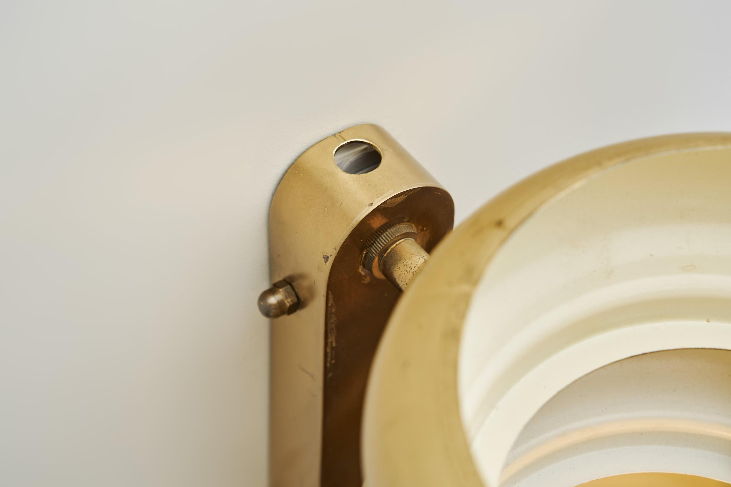 A Pair of Brass Wall Lamps by Kai Ruokonen for Lynx Ltd, Finland 1970s 3
