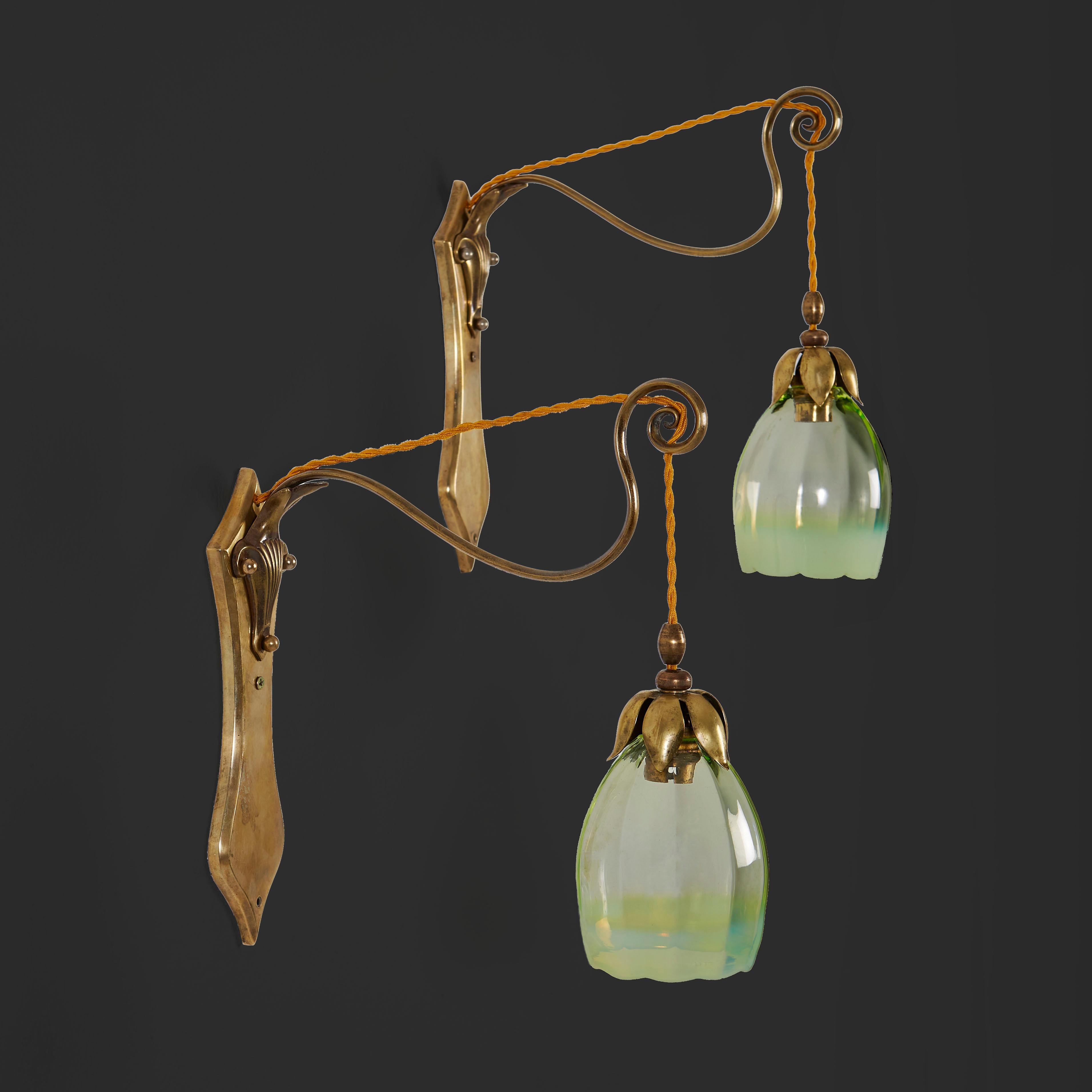 Pair of Brass Wall Lights by W. a. S. Benson In Good Condition In London, GB