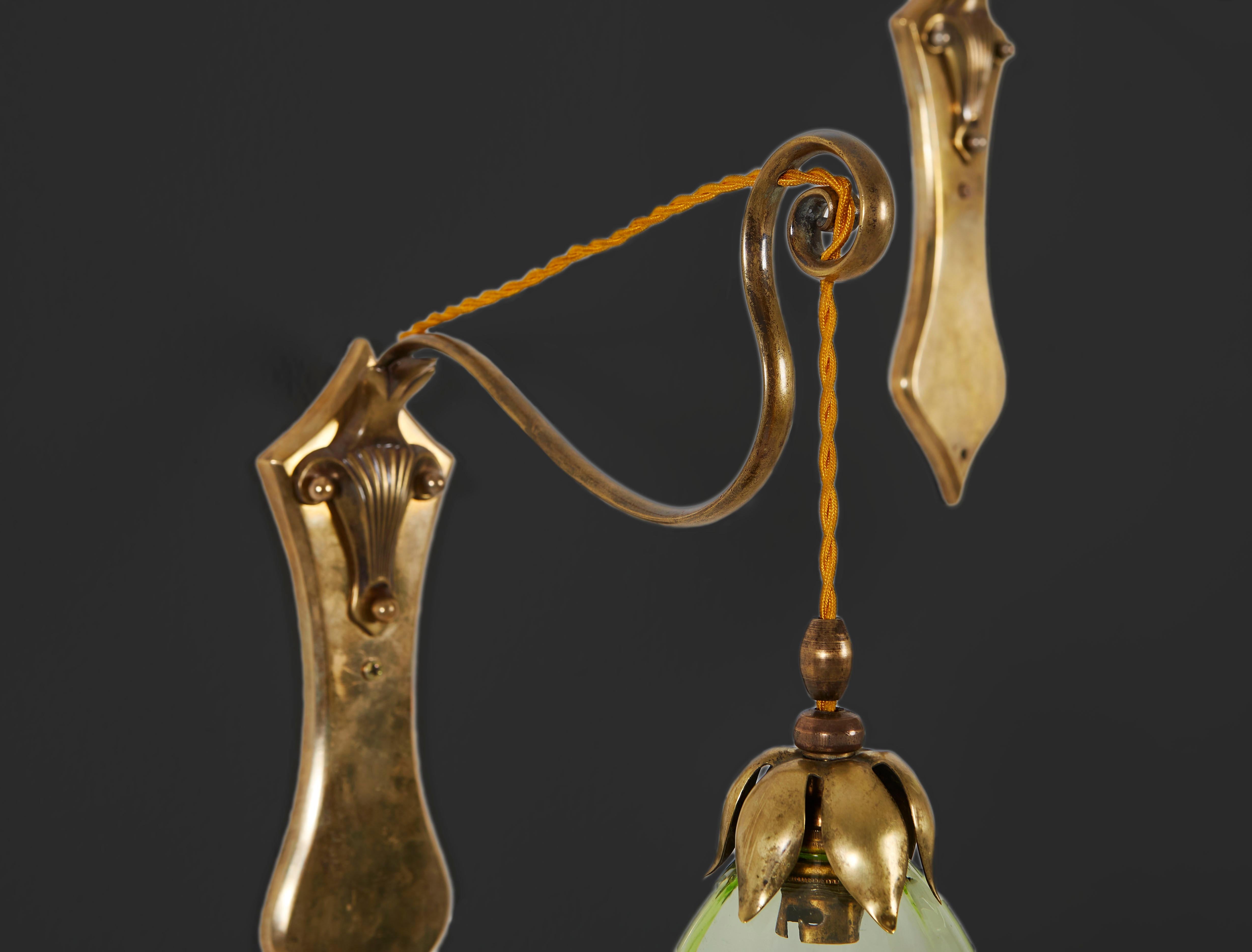 Pair of Brass Wall Lights by W. a. S. Benson 1