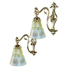 Pair of Brass Wall Lights by W.A.S. Benson