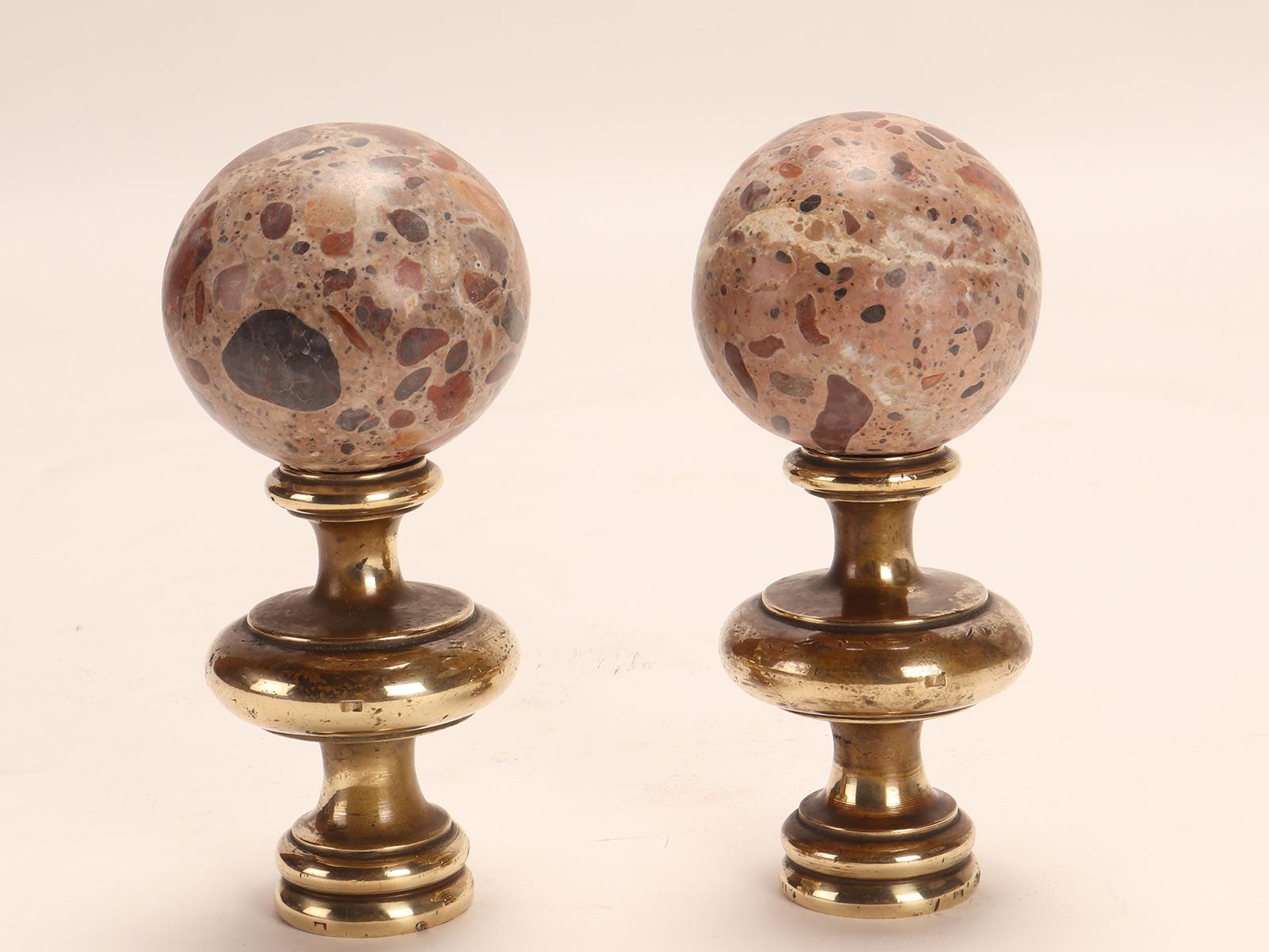 Pair of Breccia Marble Spheres, Italy, 1870 For Sale 6