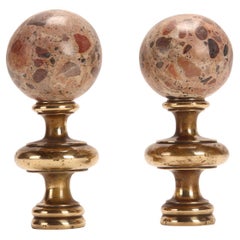 Pair of Breccia Marble Spheres, Italy, 1870