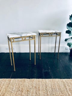 Pair of Breche Violette Marble and Gilt Metal Console Tables