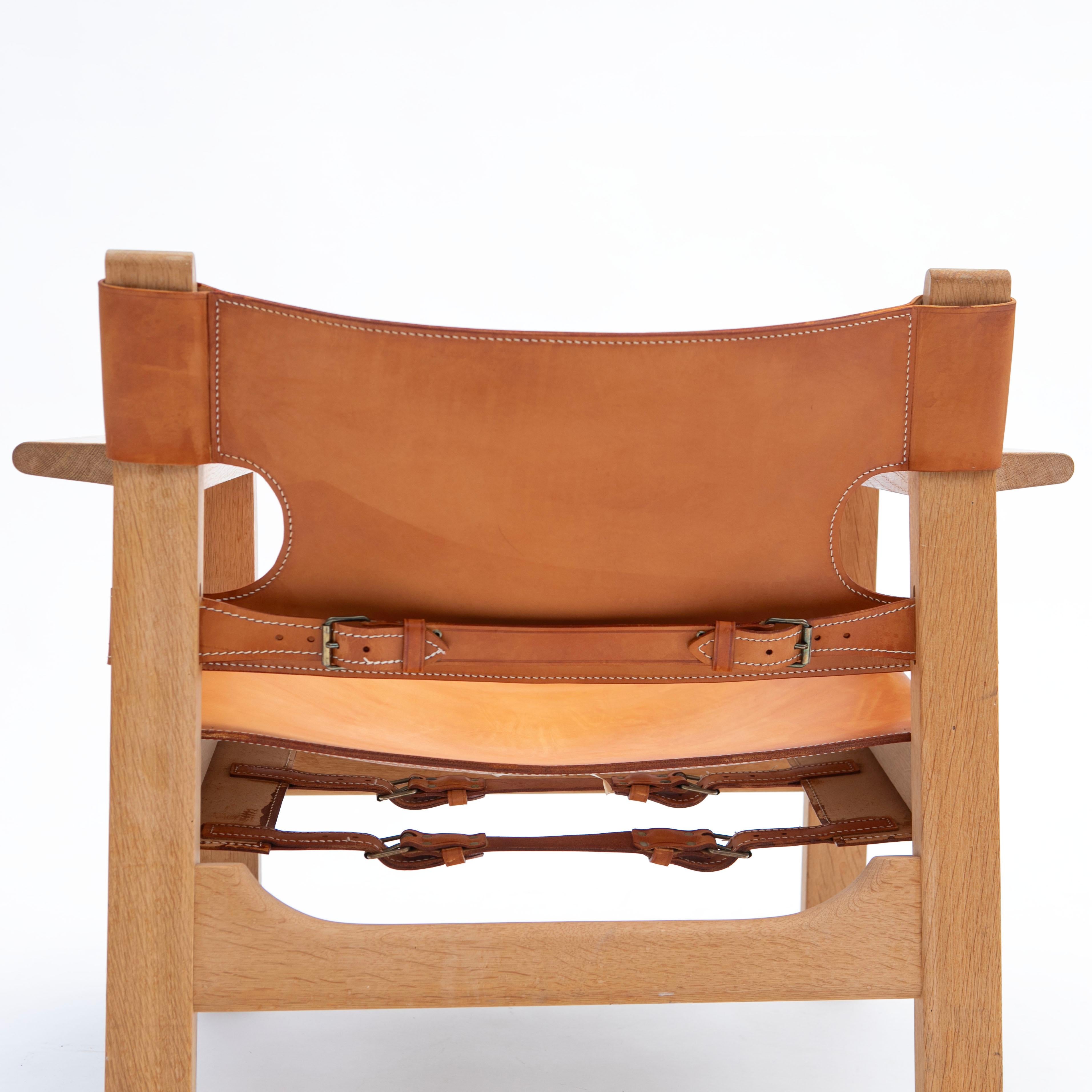 A Pair of Børge Mogensen 'The Spanish Chair' in Oak and Light Saddle Leather 11