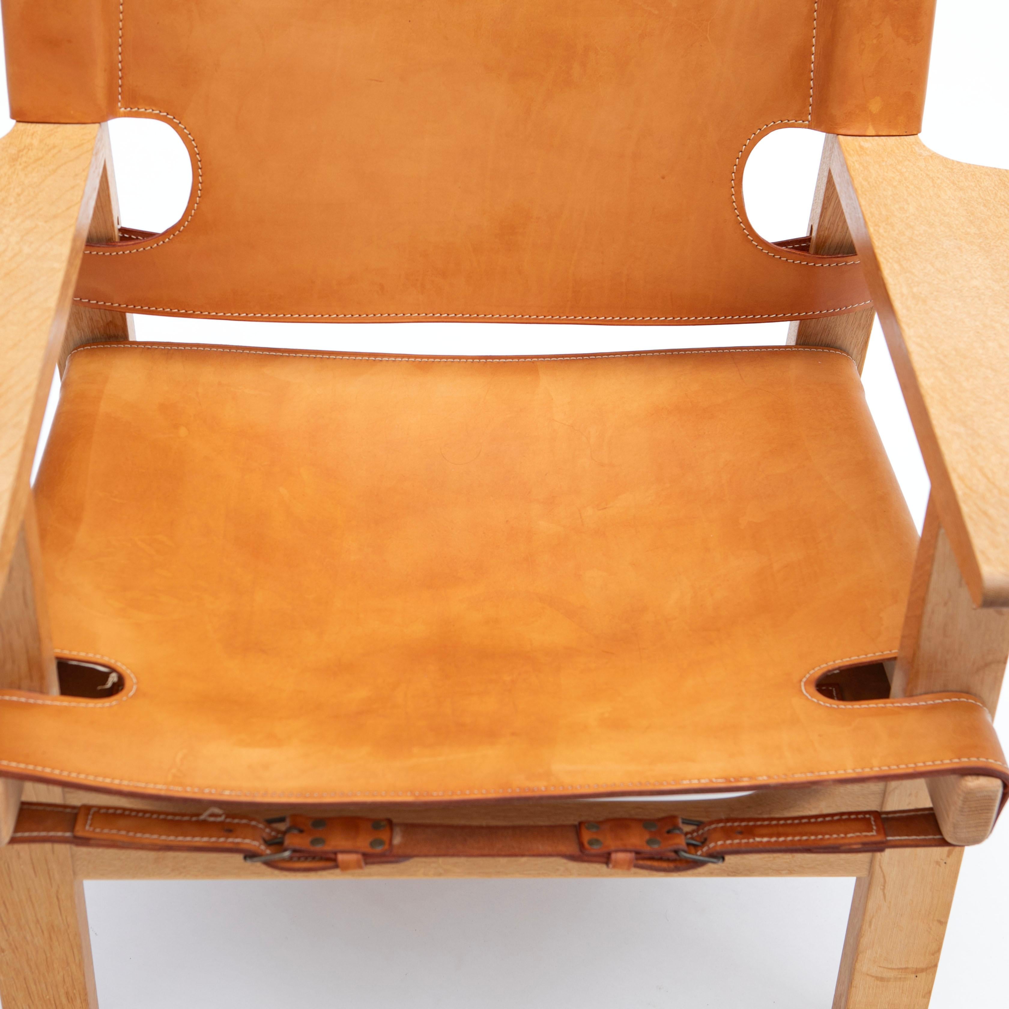 A Pair of Børge Mogensen 'The Spanish Chair' in Oak and Light Saddle Leather 13