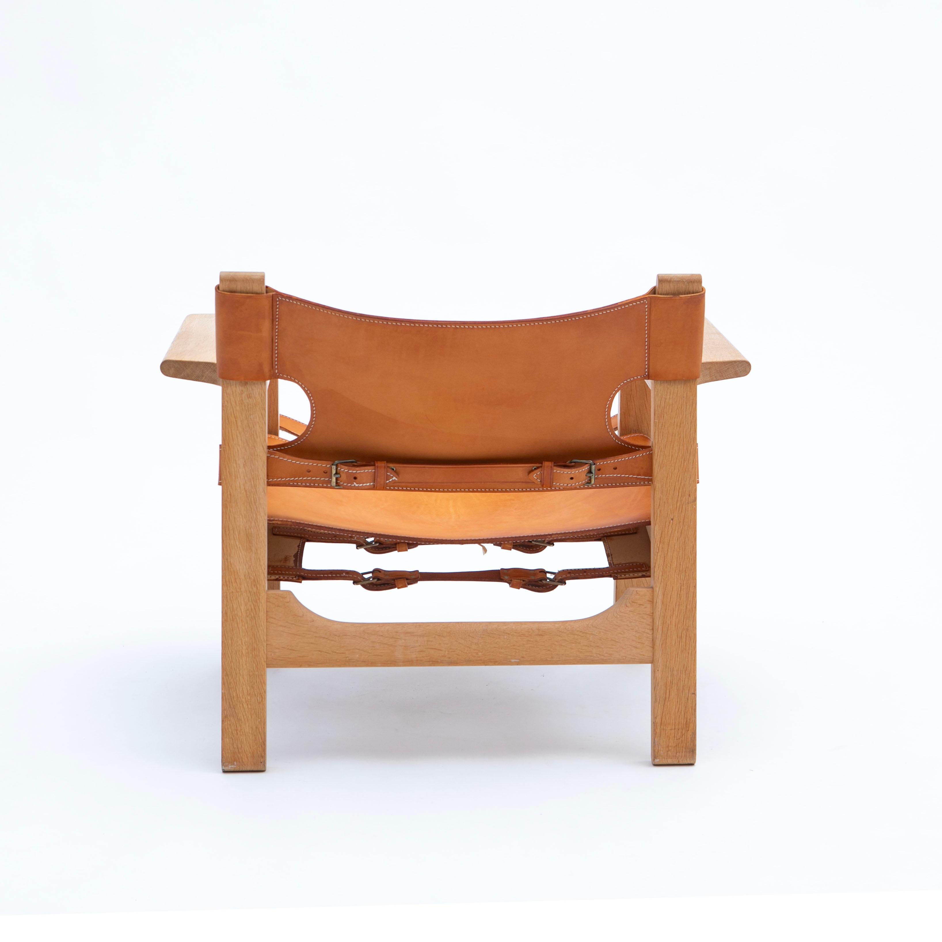 A Pair of Børge Mogensen 'The Spanish Chair' in Oak and Light Saddle Leather 2