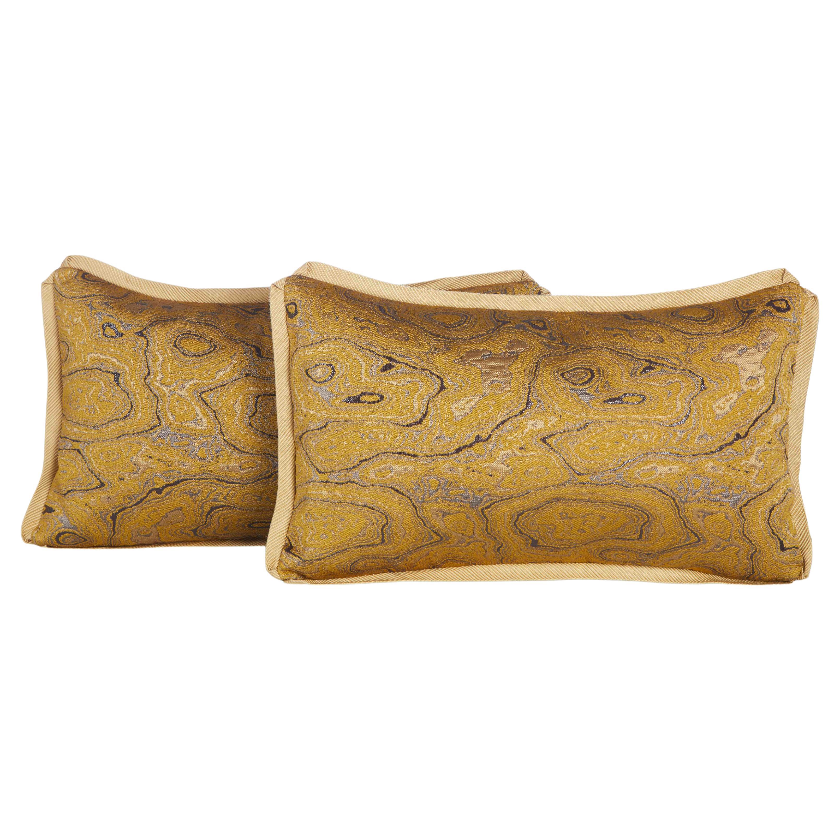 Pair of Brocaded Silk with Metalic Thread Dries Van Noten Fabric Cushion For Sale