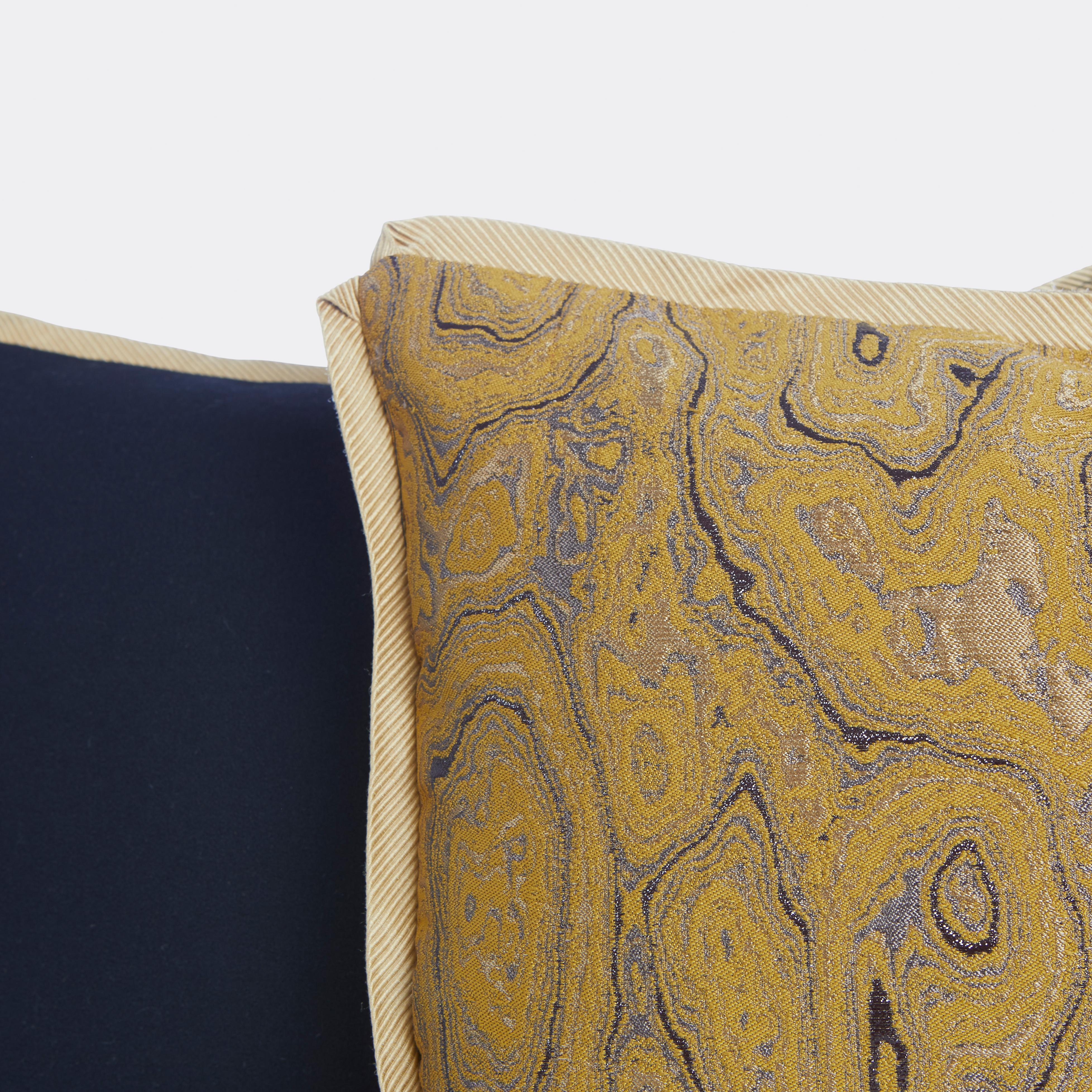 A pair of newly made Brocaded silk with metallic thread dries Van Noten fabric cushion.