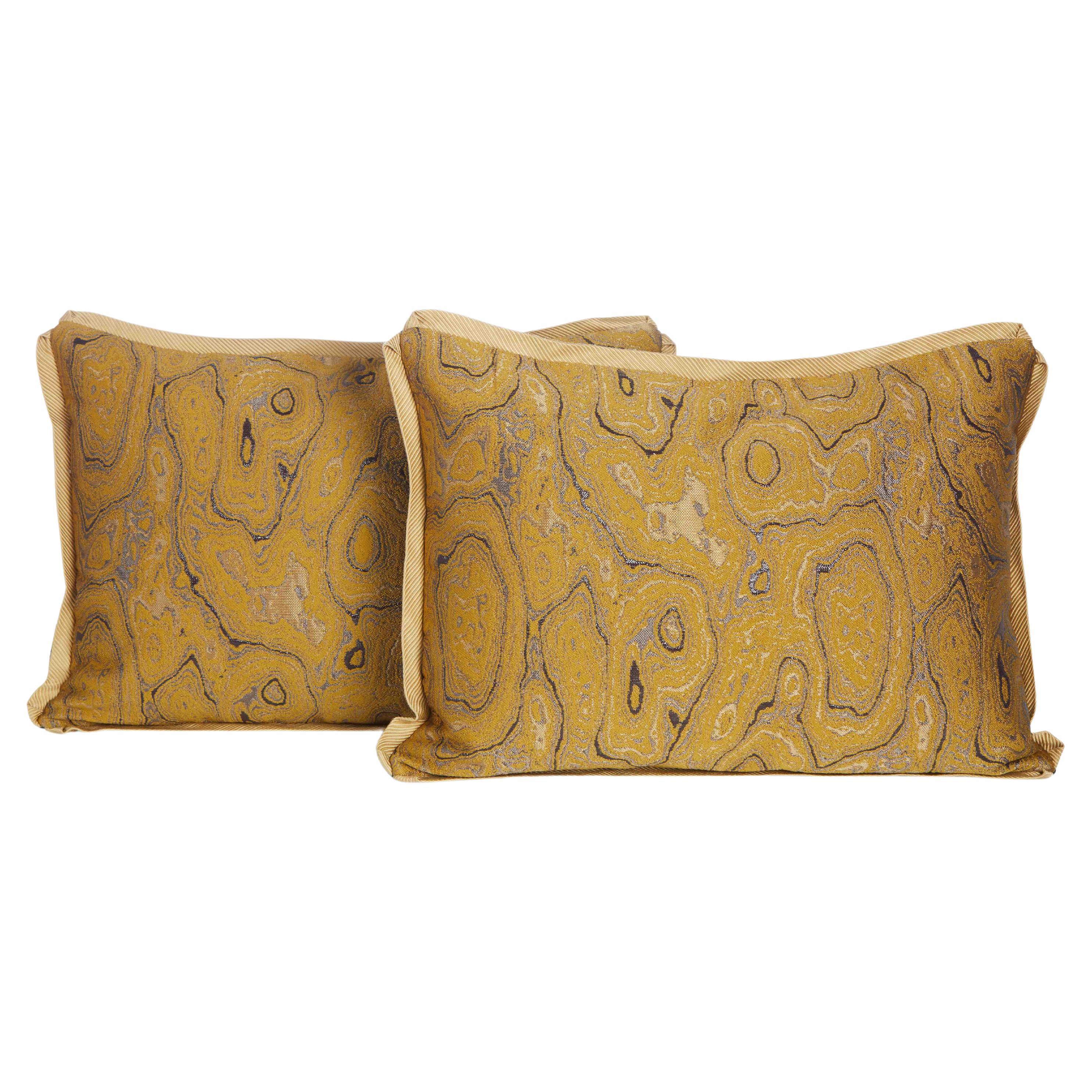 Pair of Brocaded Silk with Metallic Thread Dries Van Noten Fabric Cushion For Sale