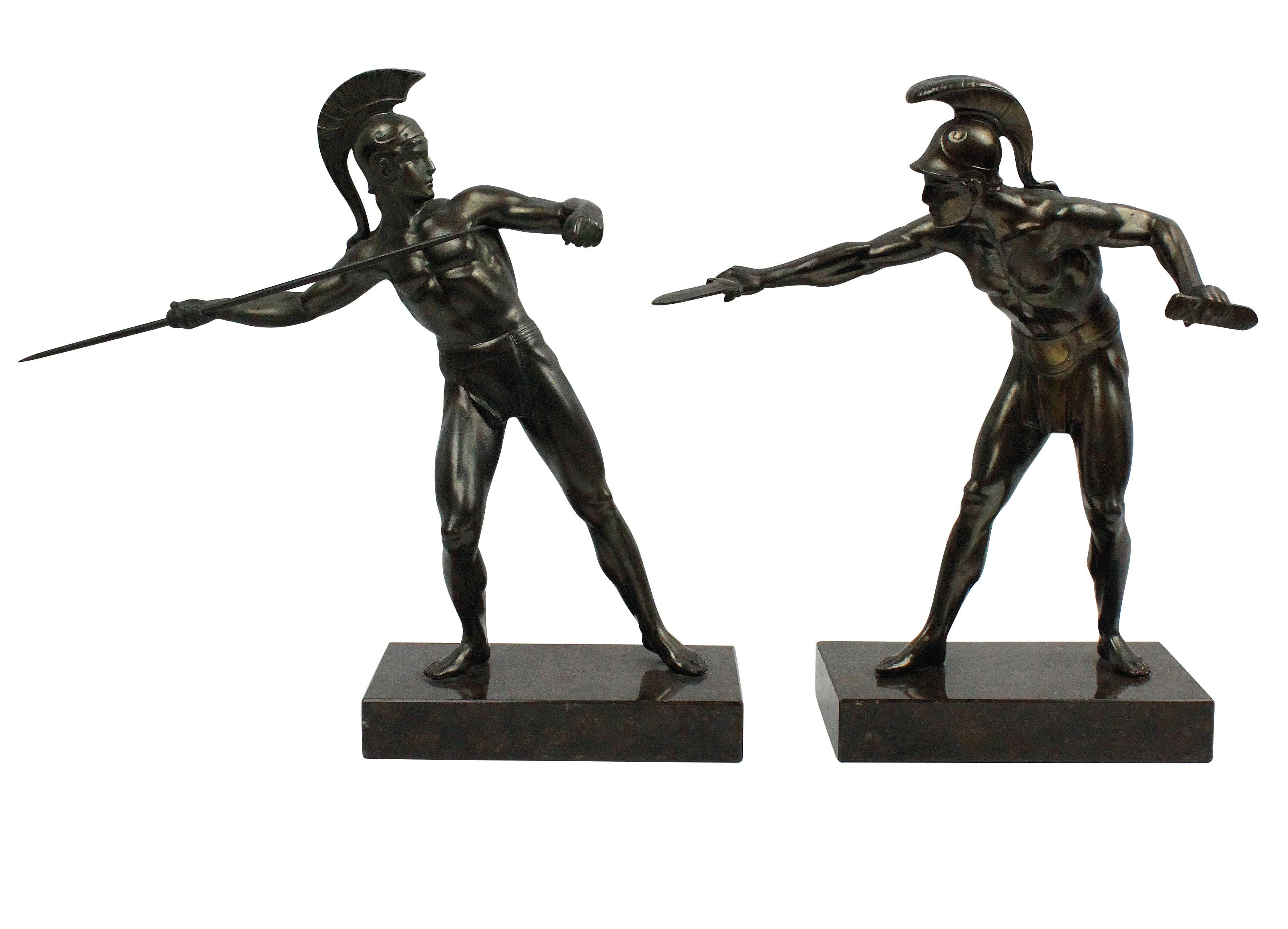 Pair of Bronze Ancient Greek Warriors In Good Condition In London, GB