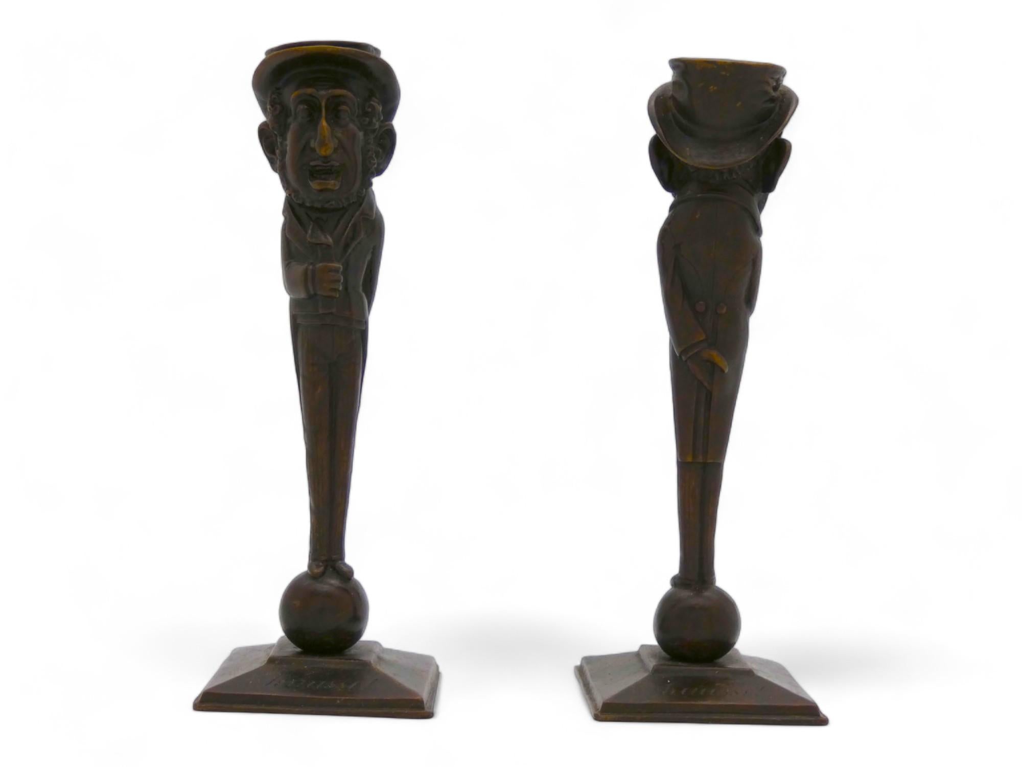 Calco Coppia di candelabri antisemiti in bronzo, Vienna, 1880 ca. in vendita