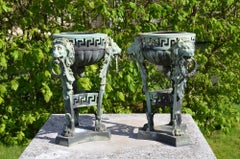 A pair of bronze braziers