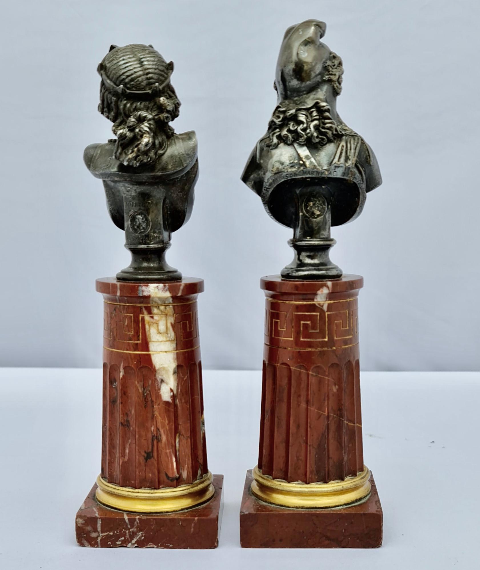 French Pair of Bronze Busts by Jean-Baptiste Clesinger Et Marnyhac, Paris